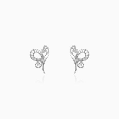 Silver Love Like A Butterfly Studs