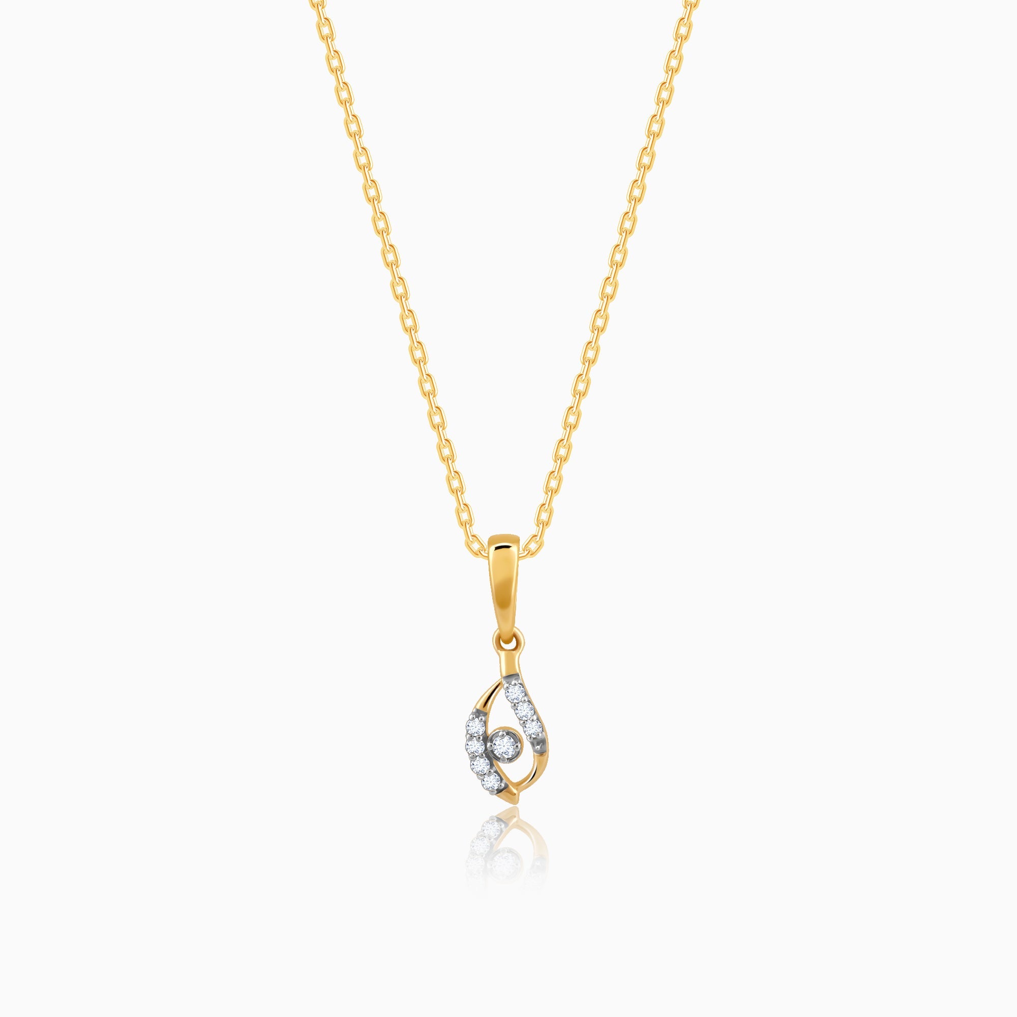 Gold Captivating Droplet Diamond Pendant