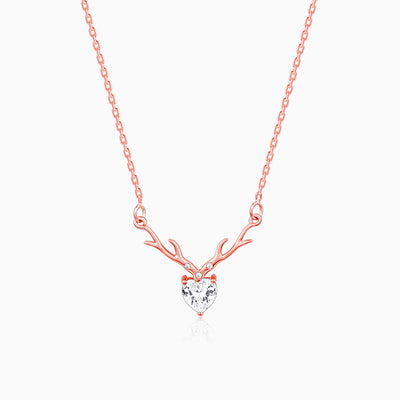 Rose Gold Deer Heart Necklace