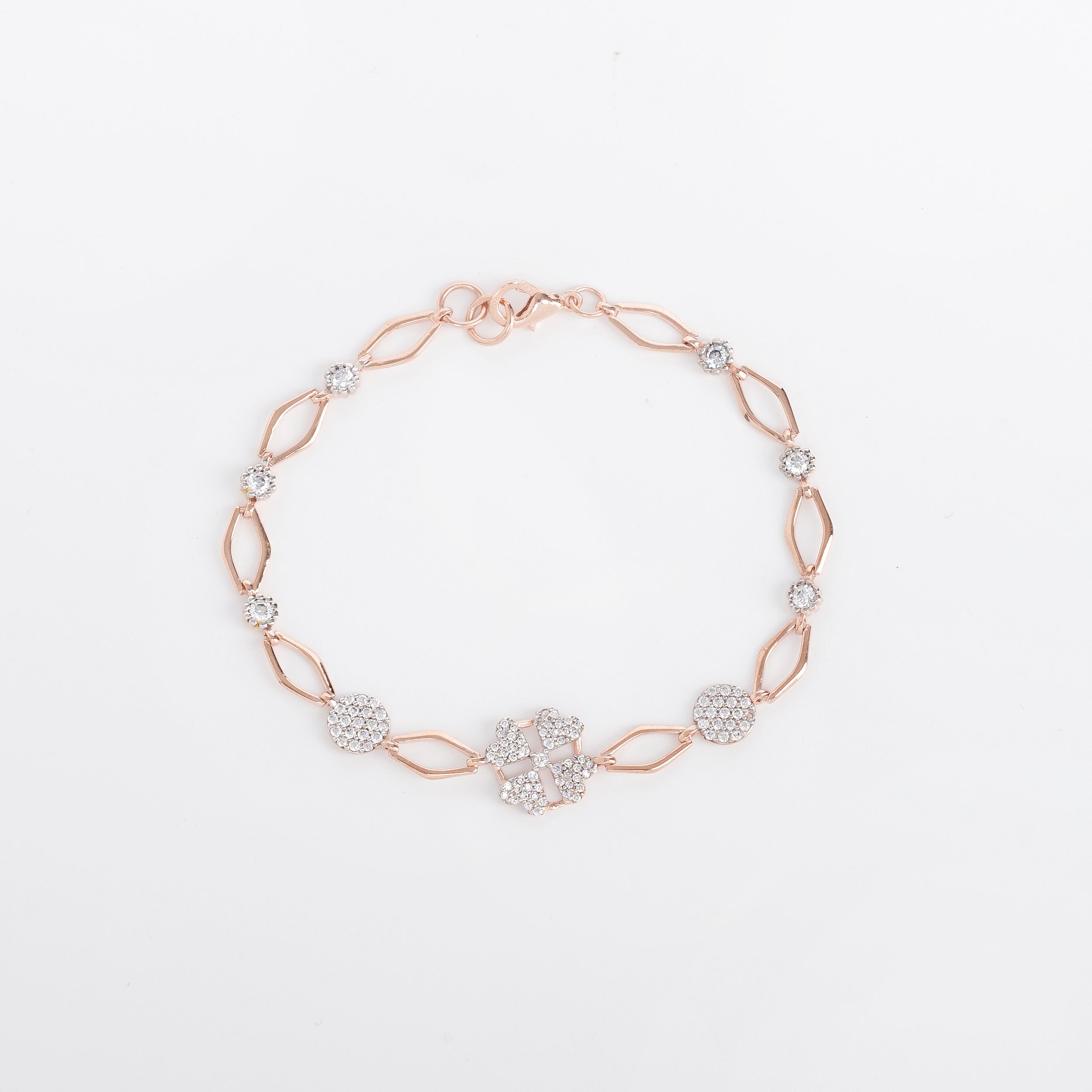 Clover Radiance – Premium Charm Bracelet in Rose Gold