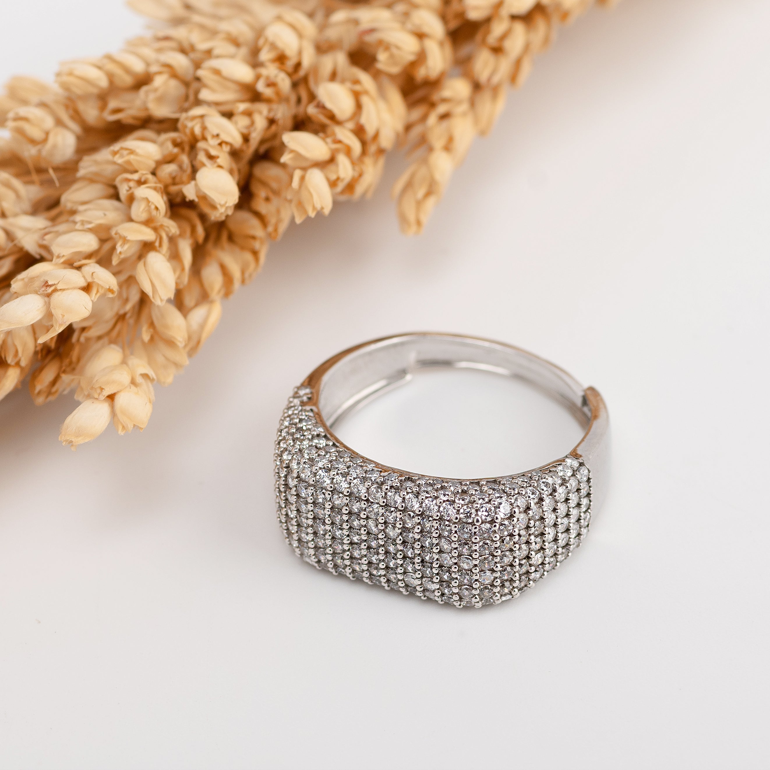 Nova Pavé Band – Premium Statement Ring in Silver Finish