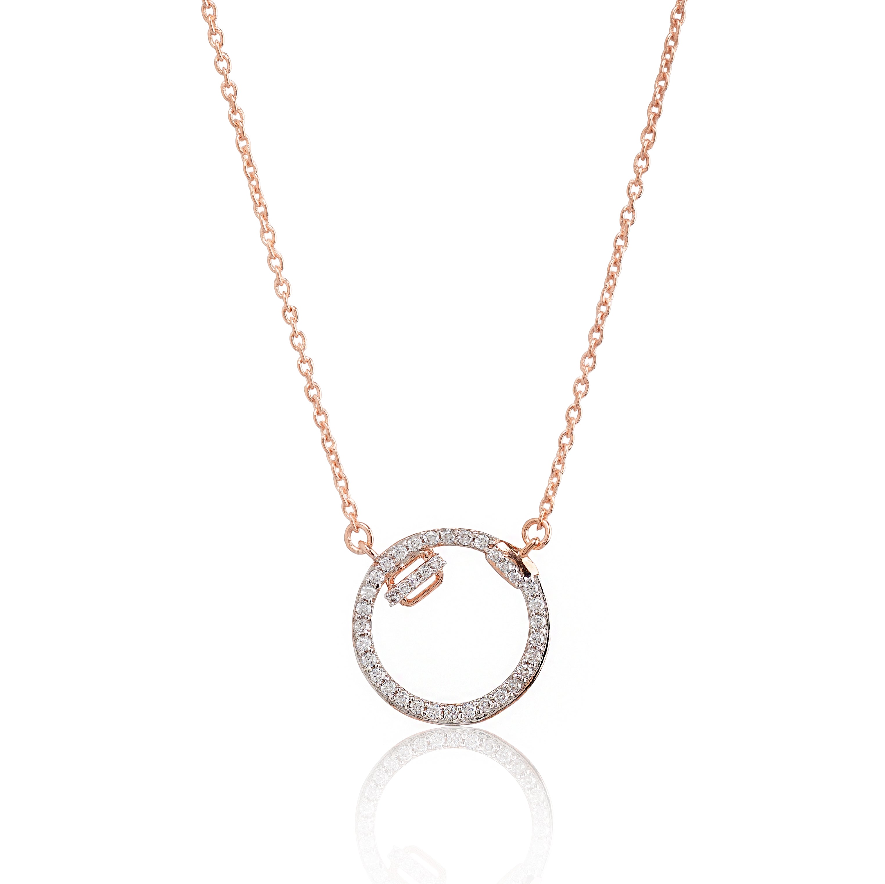Luxe Orbit Pendant – Premium Circular Necklace in Rose Gold Finish