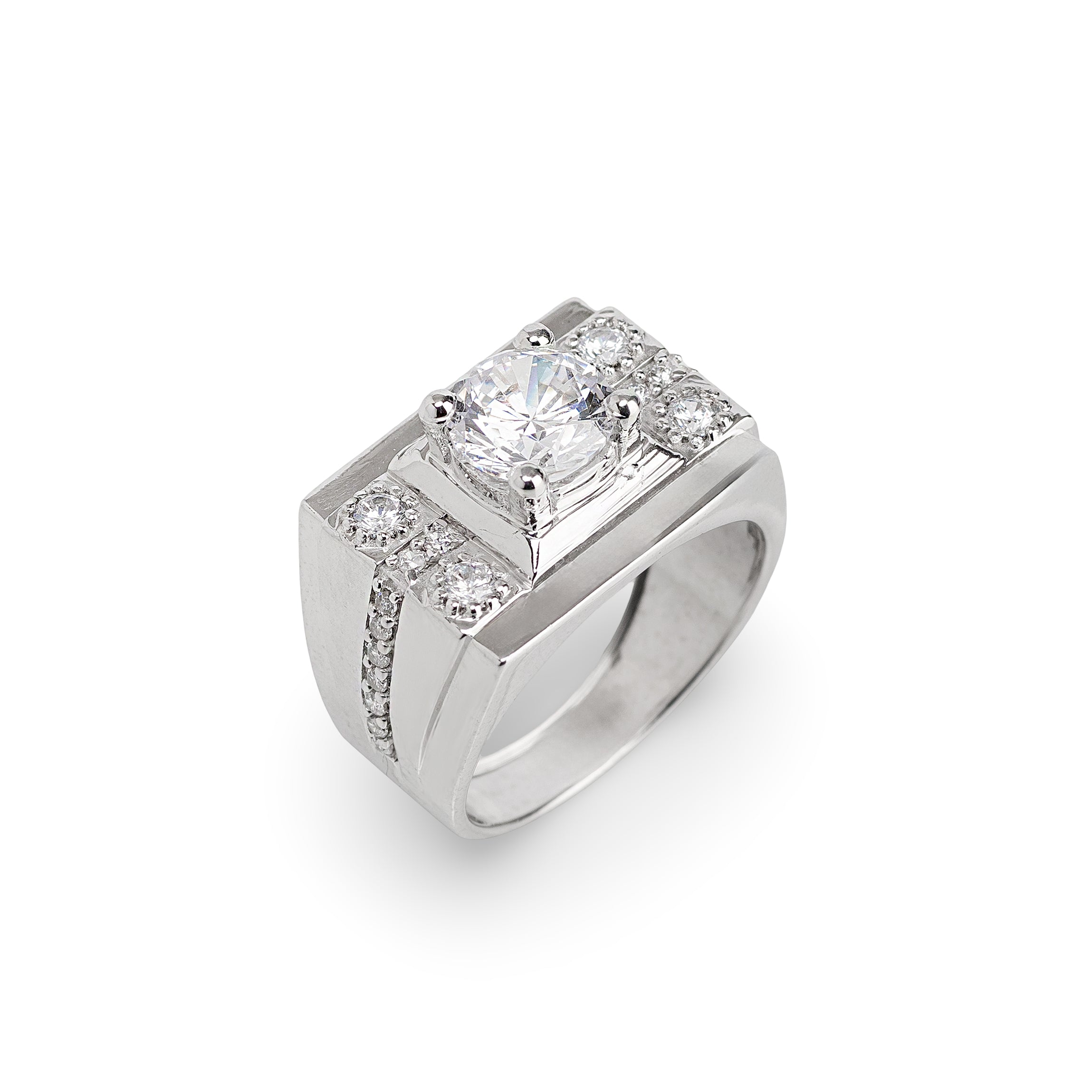 Regal Prism Ring – Premium Statement Ring in Silver with Diamond Accents