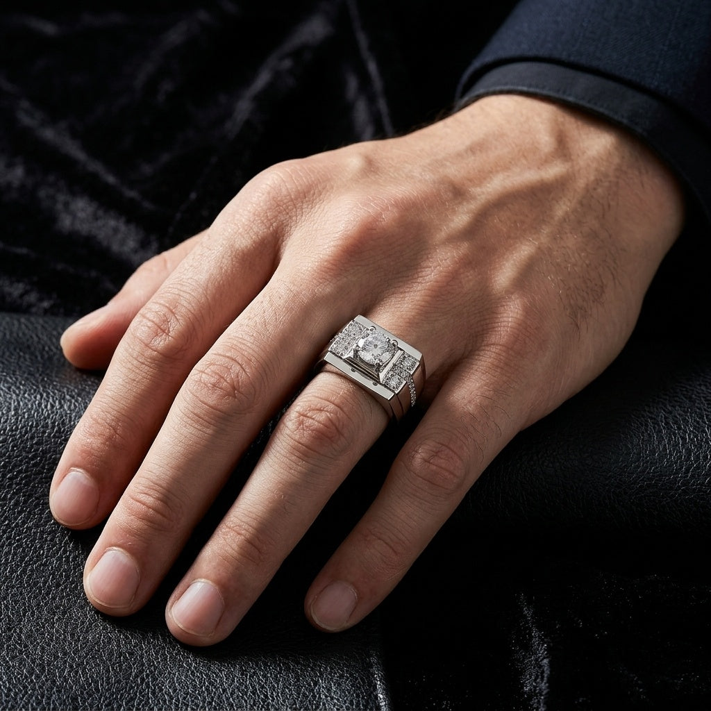 Regal Prism Ring – Premium Statement Ring in Silver with Diamond Accents