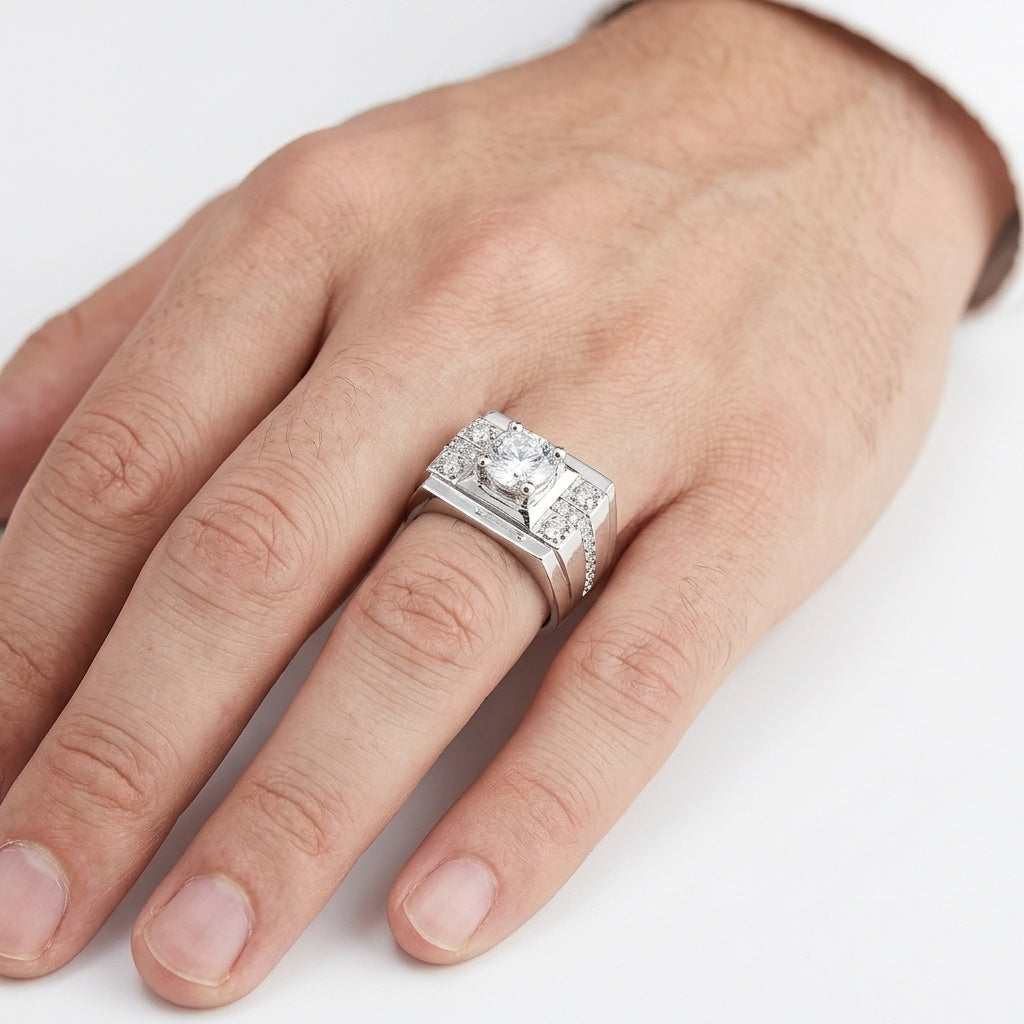Regal Prism Ring – Premium Statement Ring in Silver with Diamond Accents