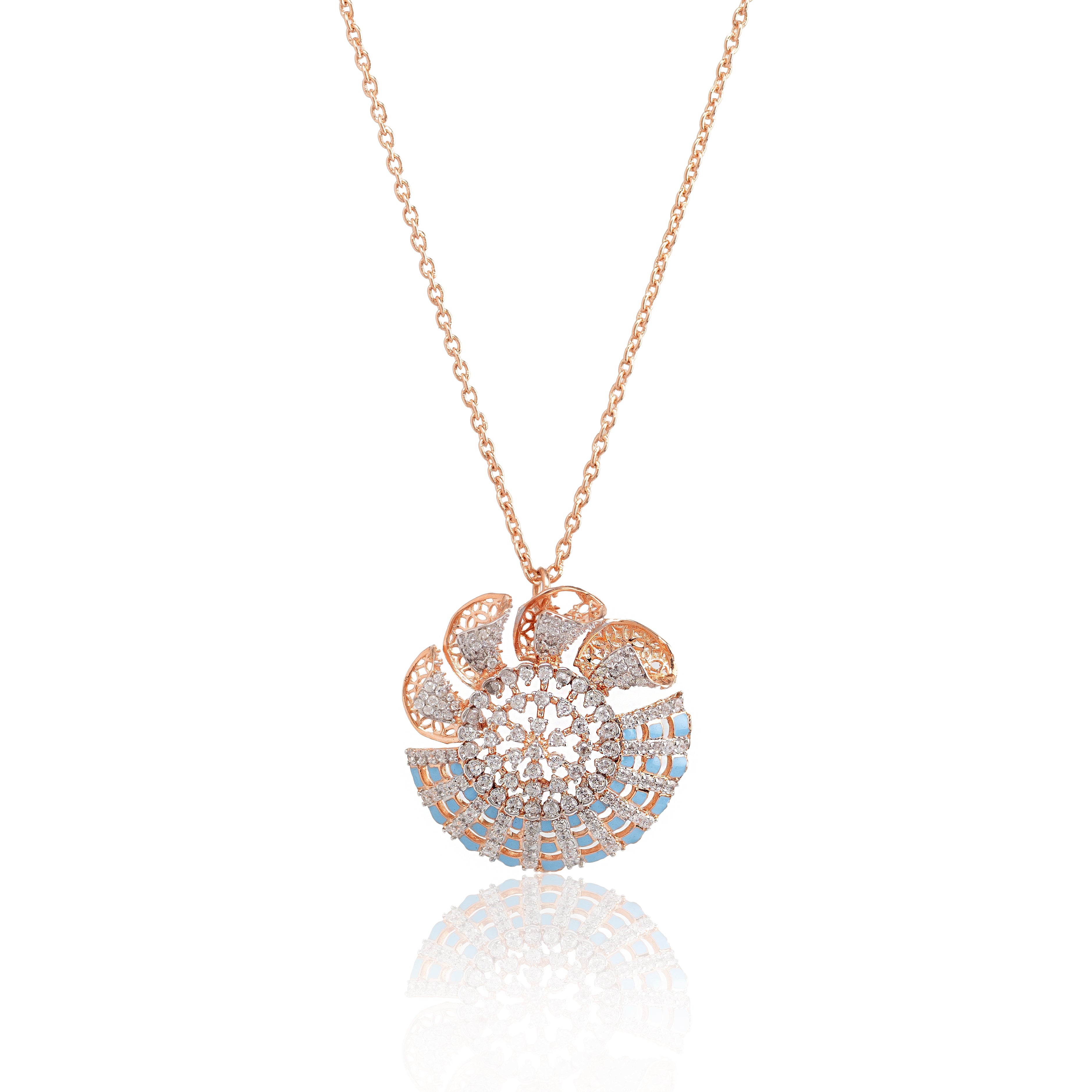 Celestia Bloom Pendant – Premium Designer Necklace in Rose Gold Finish
