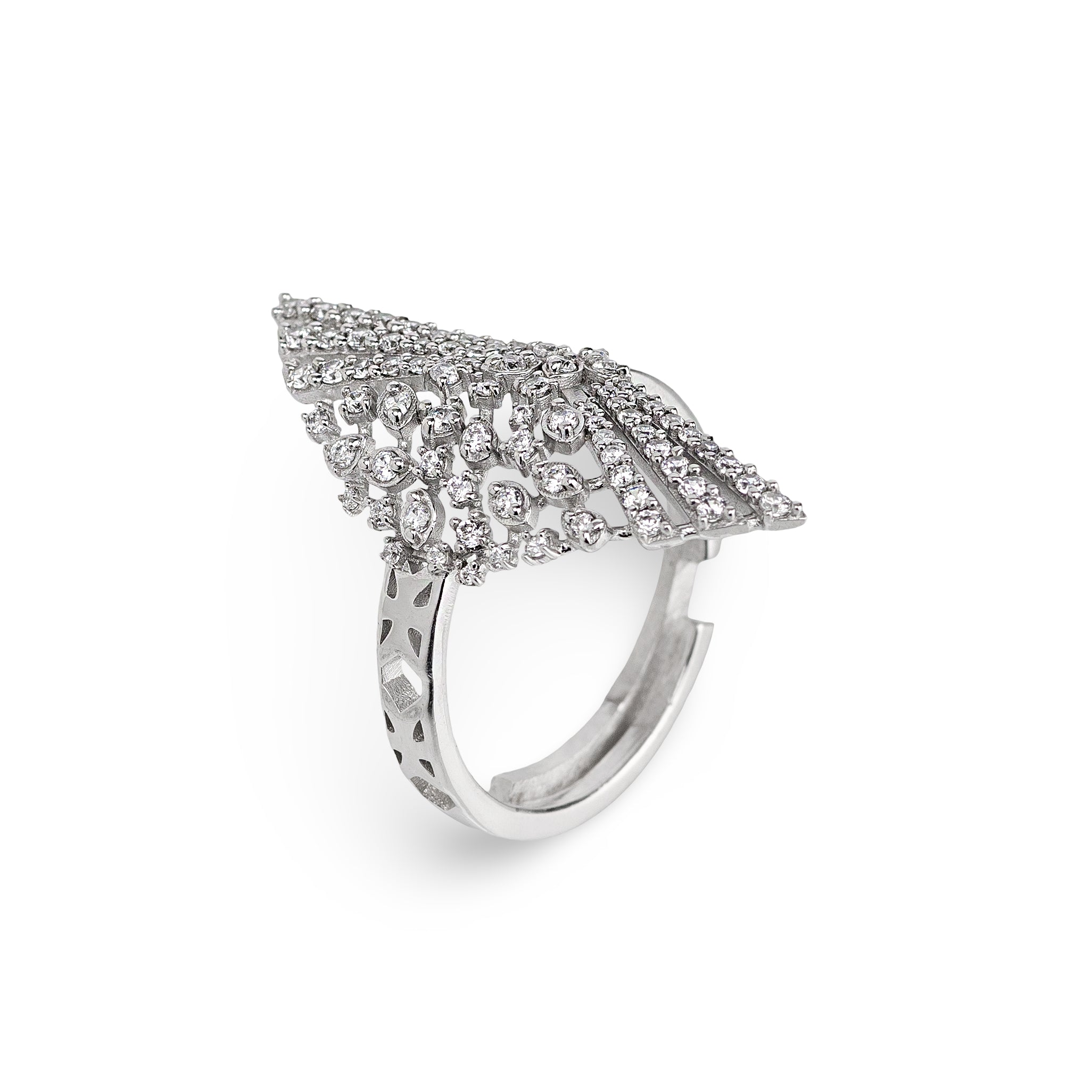 Aurelia Crown Ring – Premium Statement Ring in Silver Pavé Finish