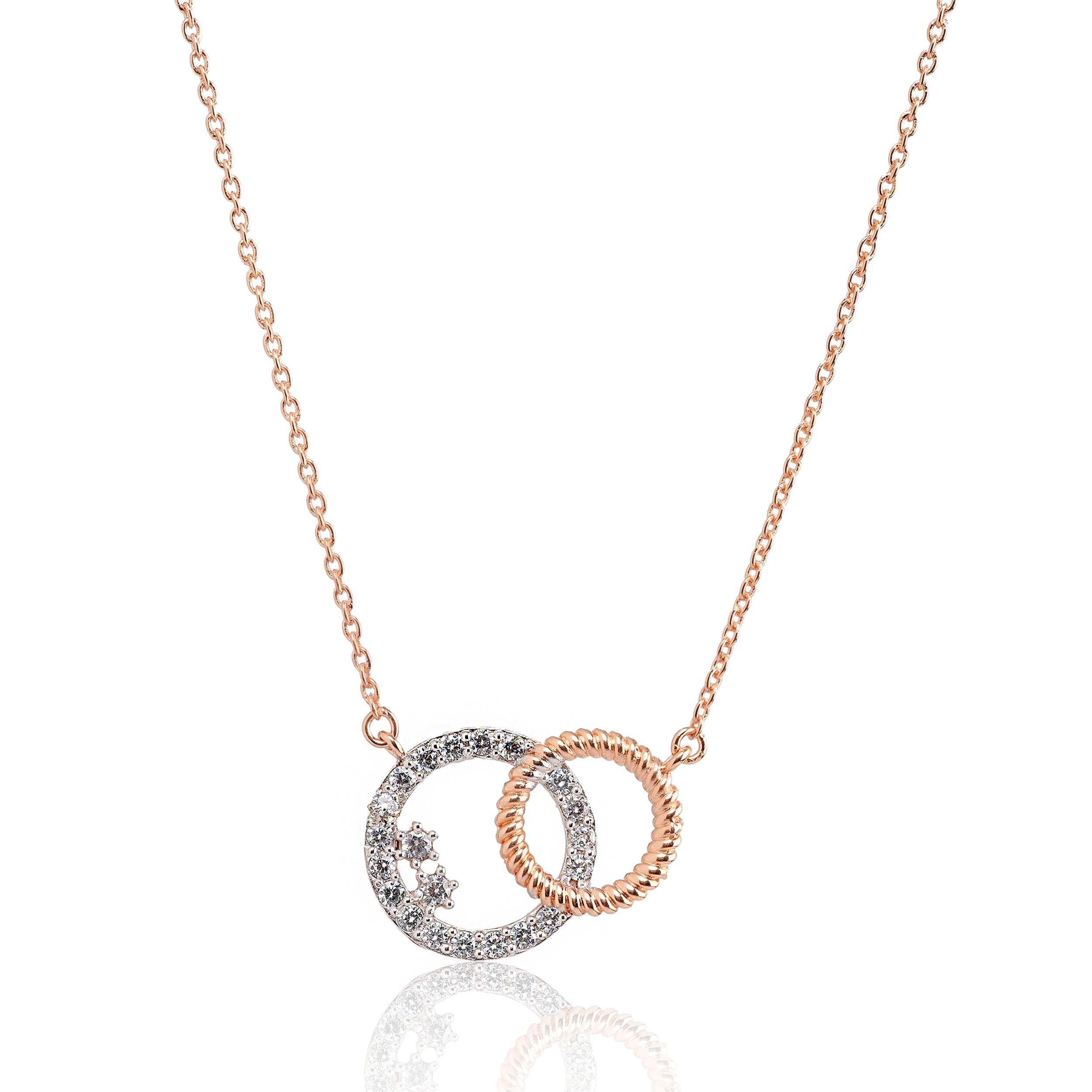 Celeste Dual Halo – Premium Pendant Necklace in Rose Gold Finish