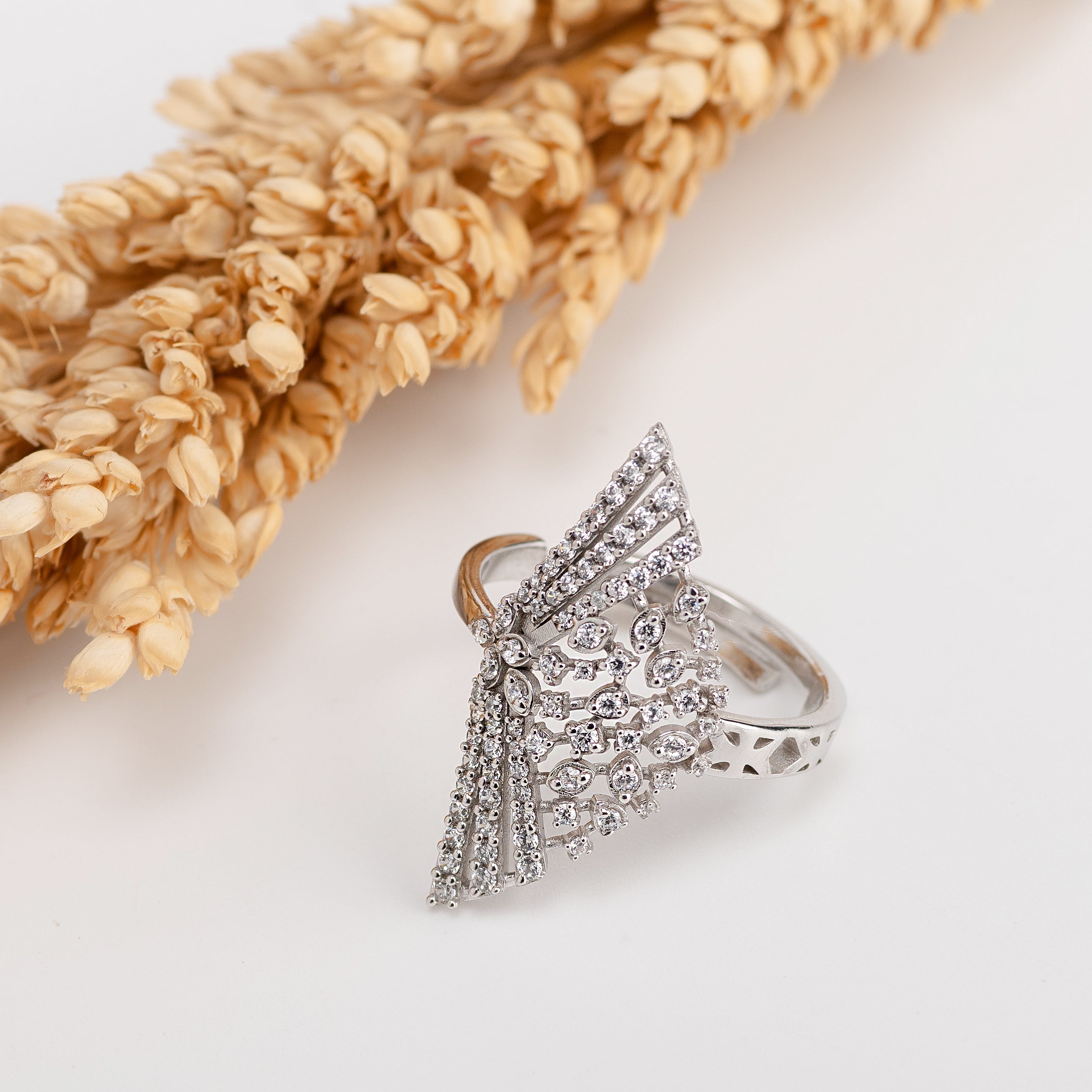 Aurelia Crown Ring – Premium Statement Ring in Silver Pavé Finish