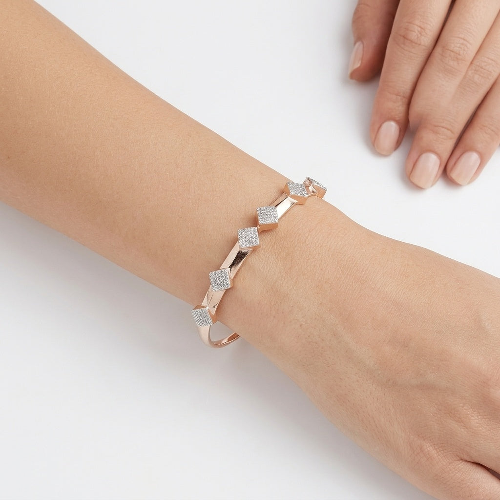 Nova Cube Bracelet – Premium Geometric Rose Gold Bracelet