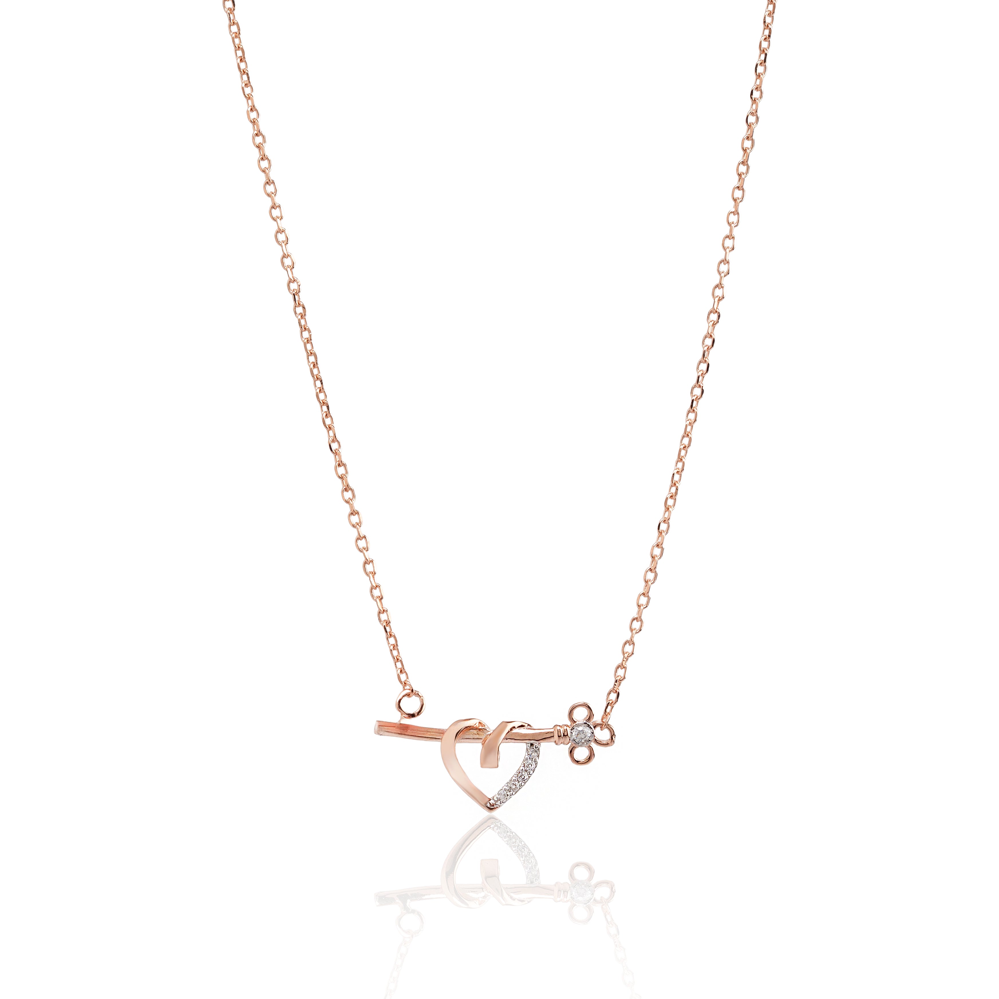 Velour Heart Lock – Premium Heart Pendant Necklace in Rose Gold Finish