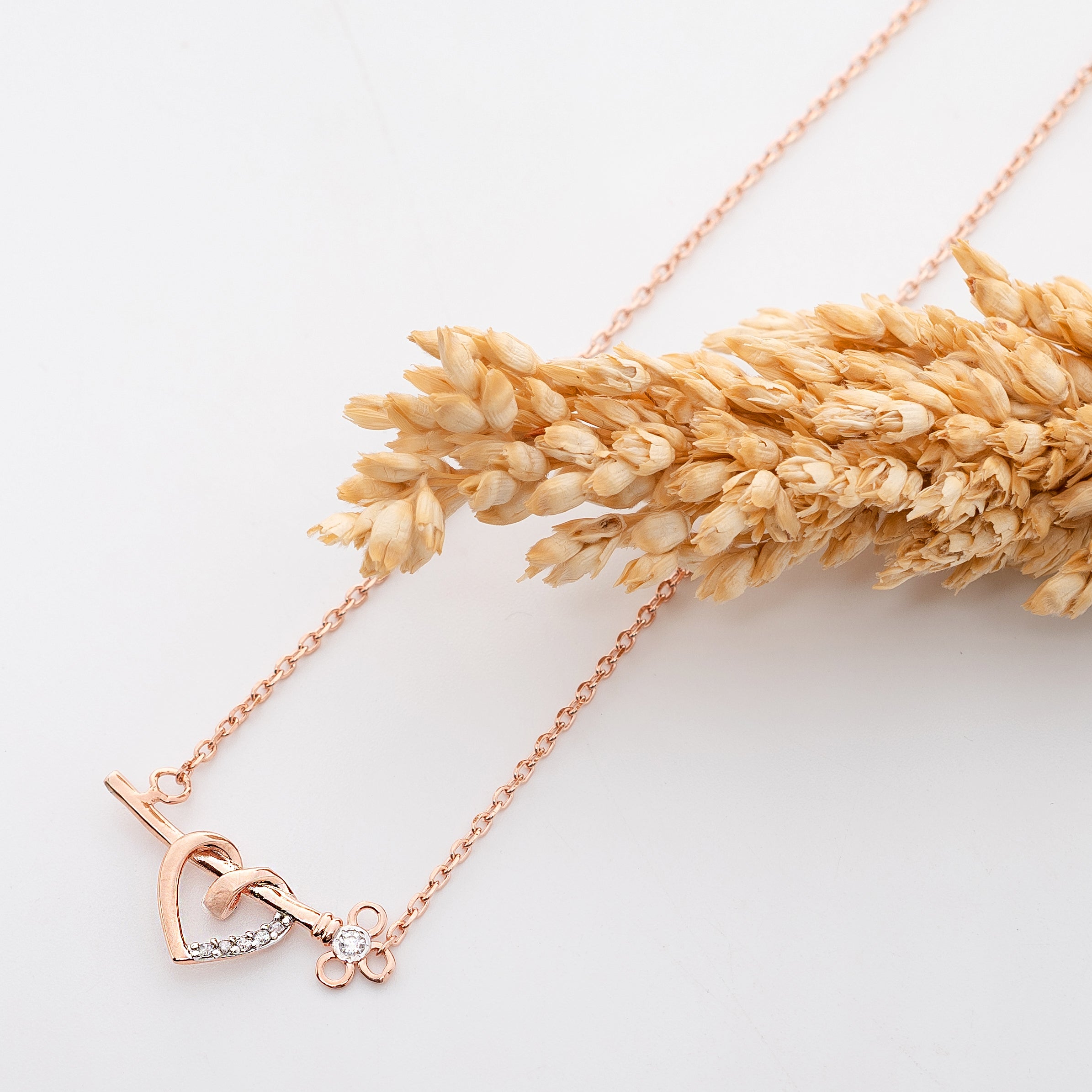 Velour Heart Lock – Premium Heart Pendant Necklace in Rose Gold Finish
