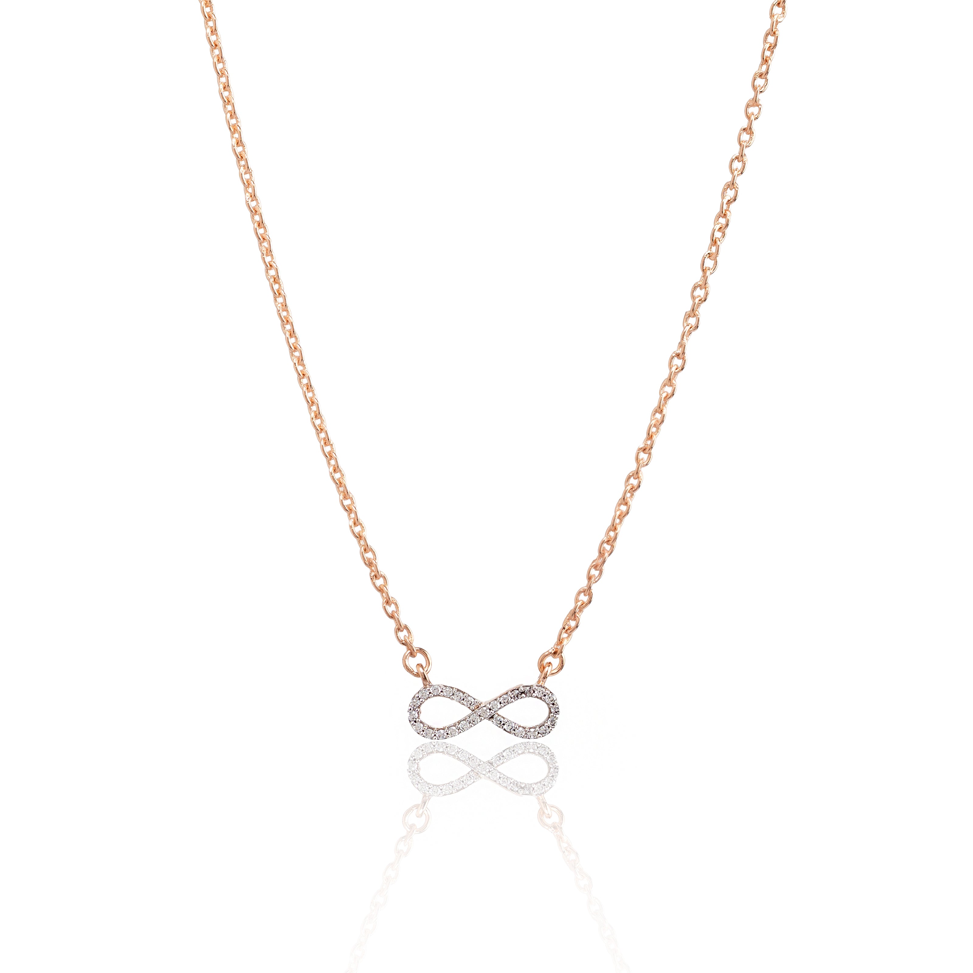 Infinity Gleam – Premium Infinity Pendant Necklace in Rose Gold Finish