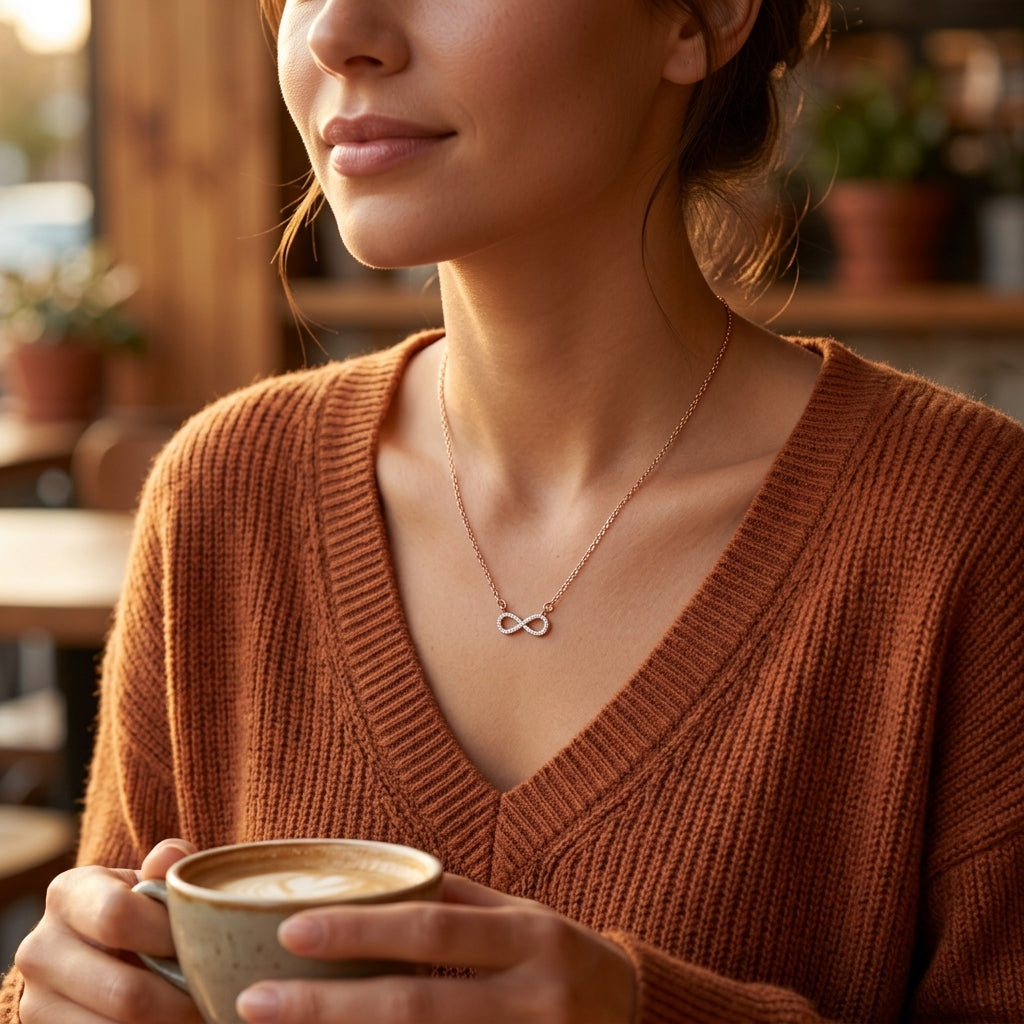 Infinity Gleam – Premium Infinity Pendant Necklace in Rose Gold Finish