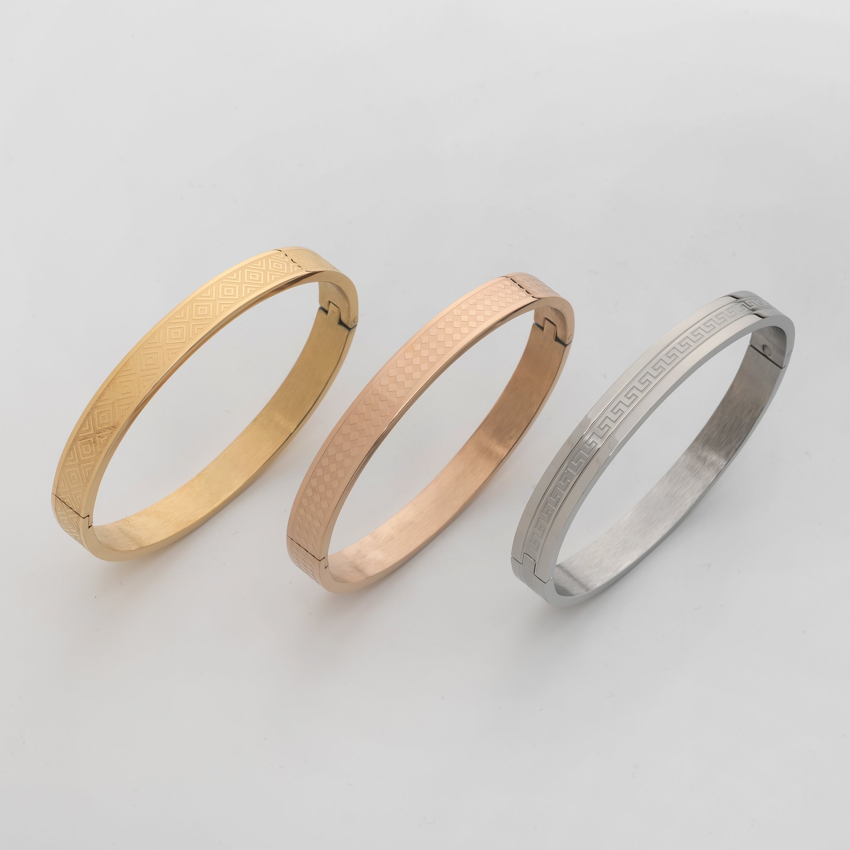 Aether Cuff Combo – Premium Men's  Textured Open Cuff Bracelet Set (3-Piece)