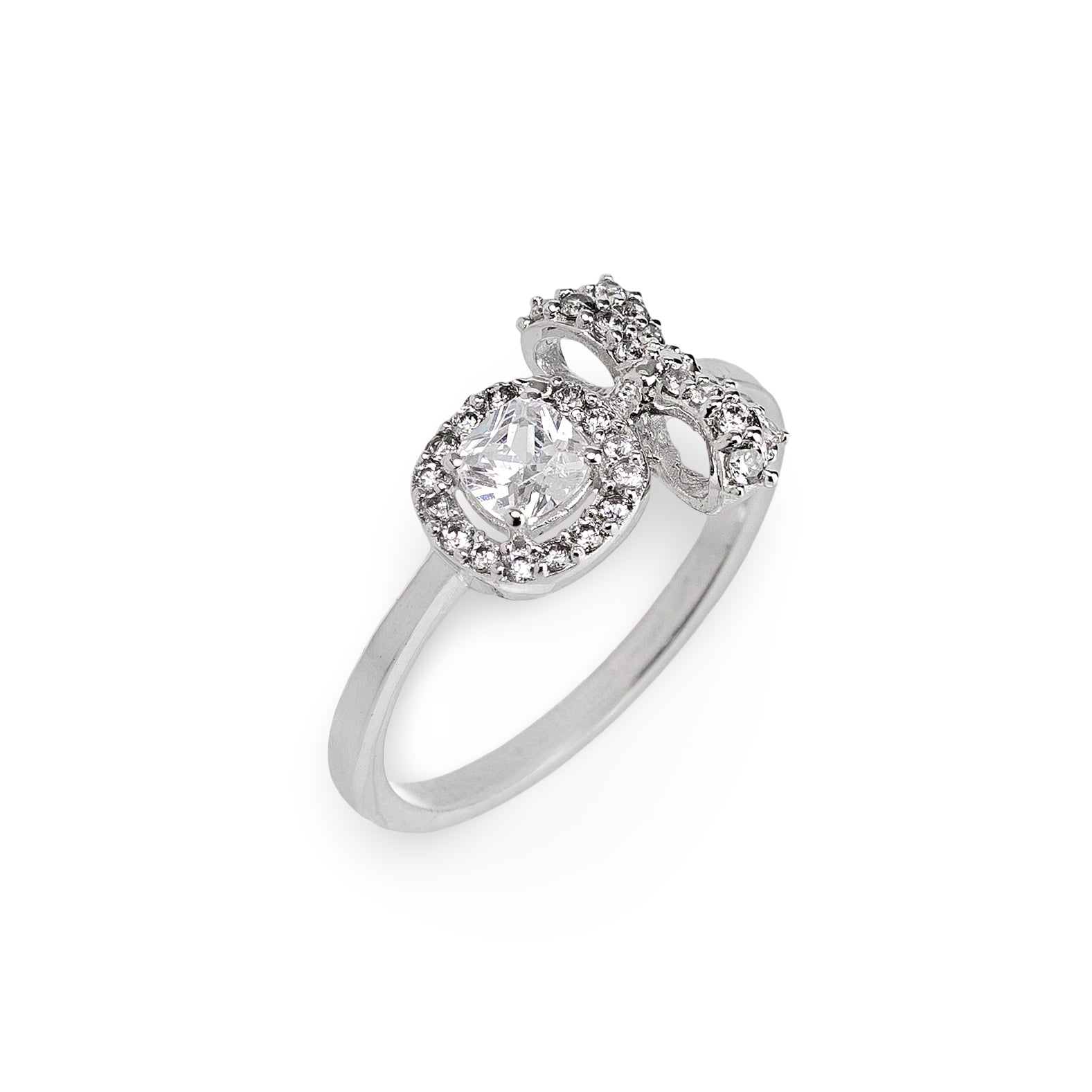 Celeste Heart Ring – Premium Halo Ring in Silver Finish