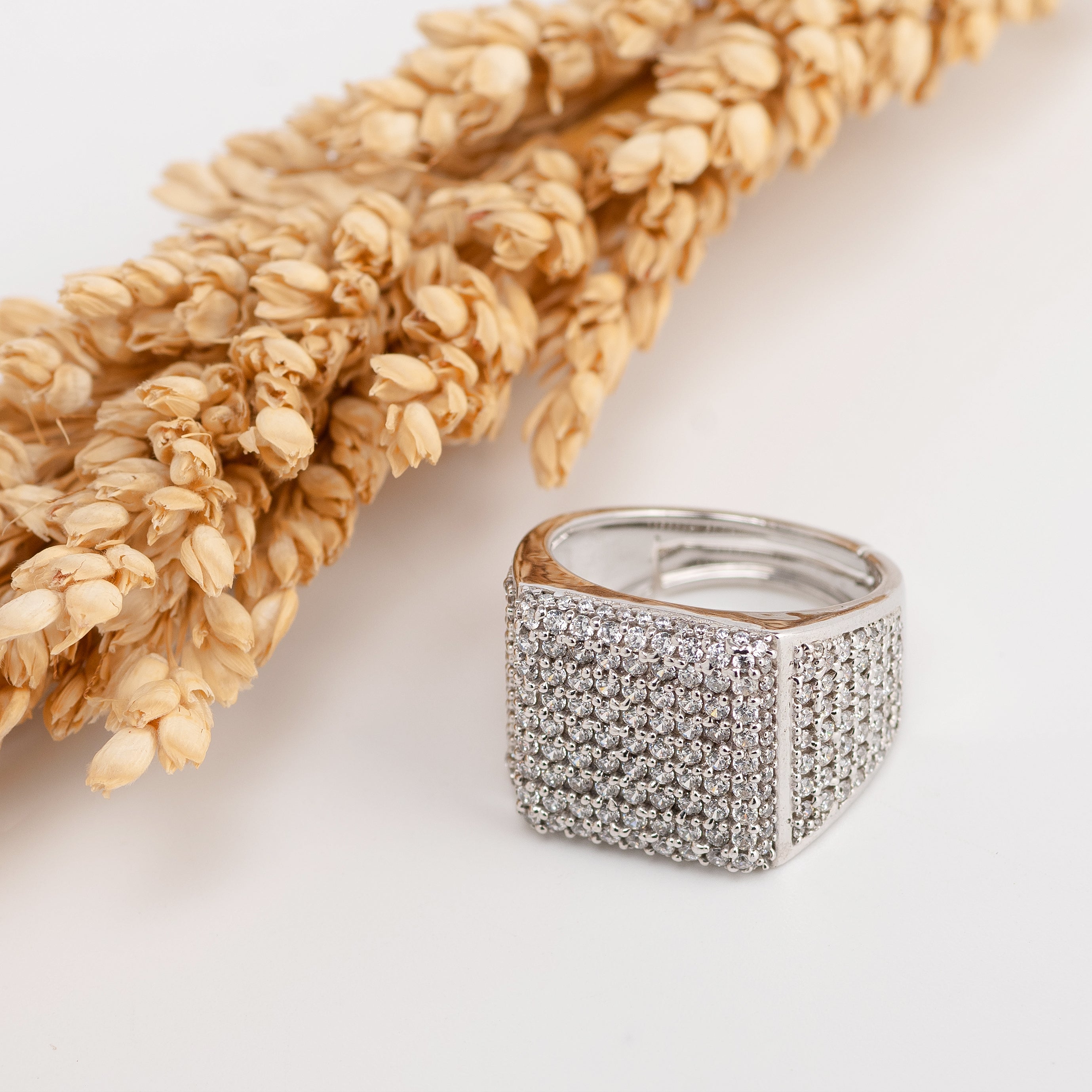 Iceblock Luxe Ring – Premium Iced-Out Statement Ring in Silver Finish