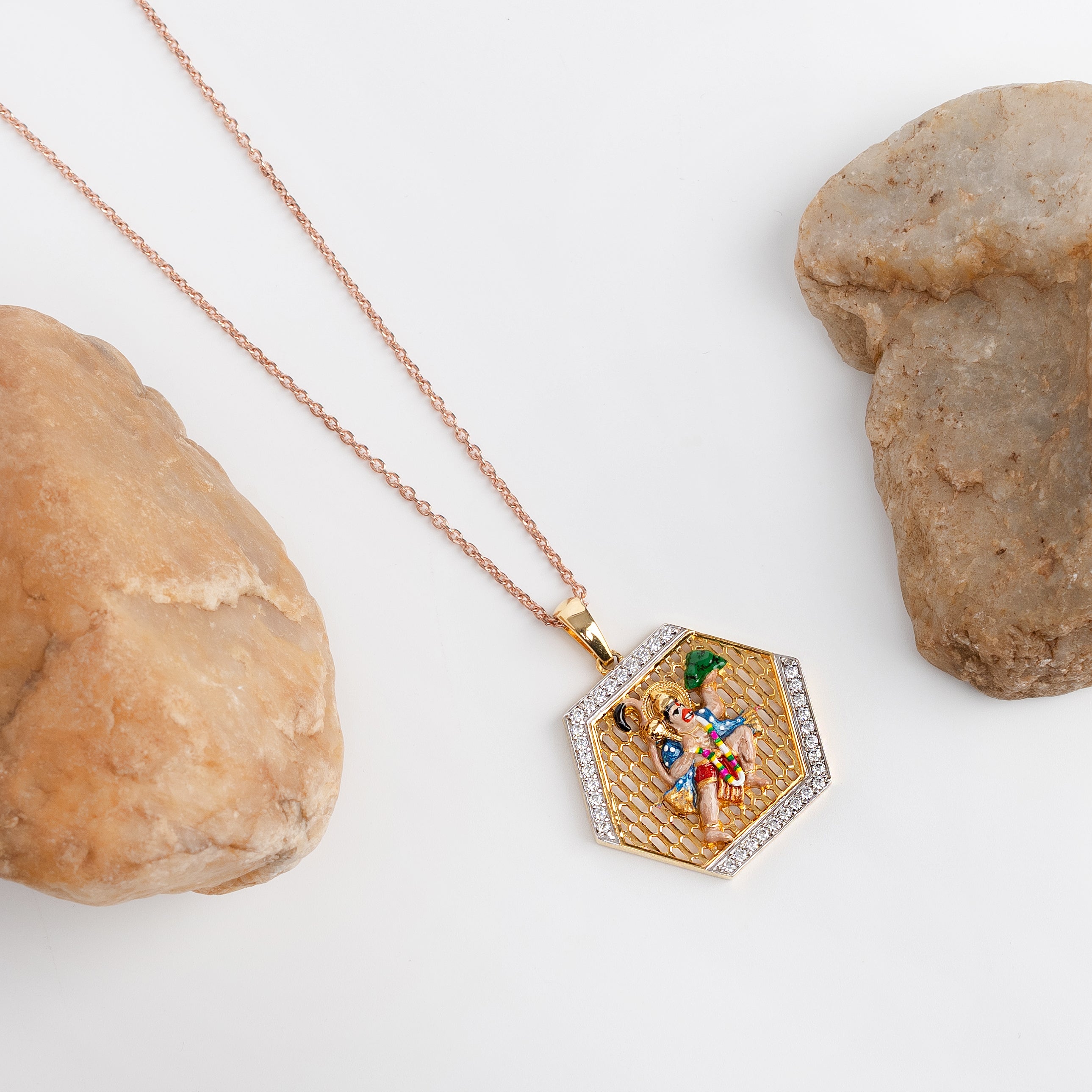 Divine Hexa Guardian – Premium Pendant in Gold & Diamond Finish