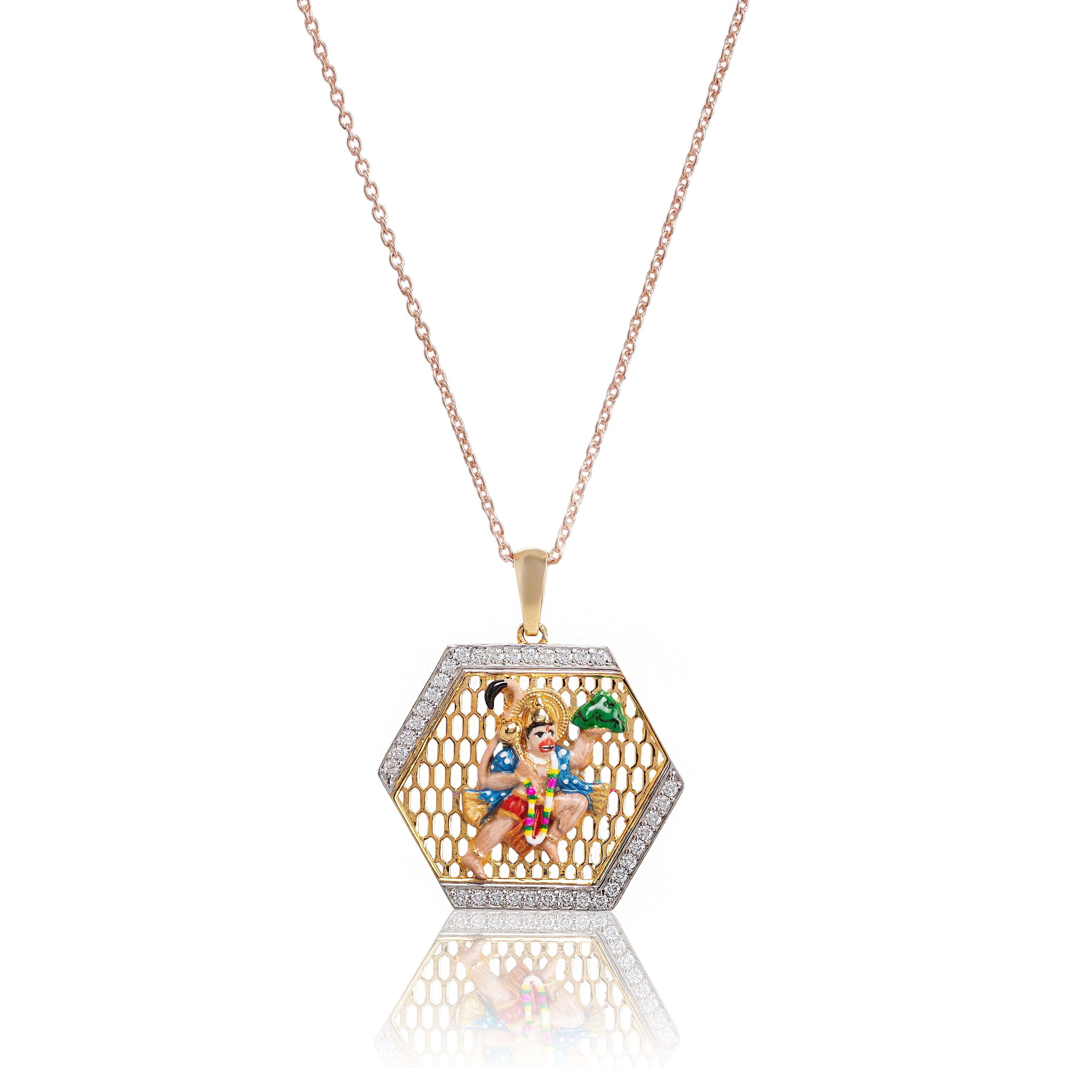 Divine Hexa Guardian – Premium Pendant in Gold & Diamond Finish