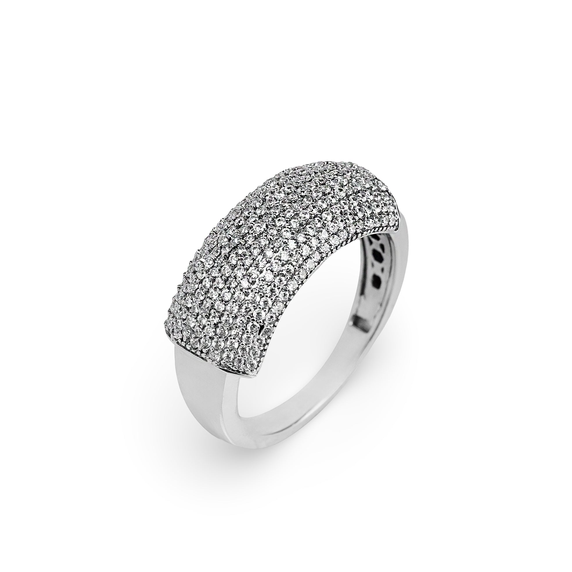 Lustre Dome Ring – Premium Unisex Pavé Statement Ring in Silver Finish
