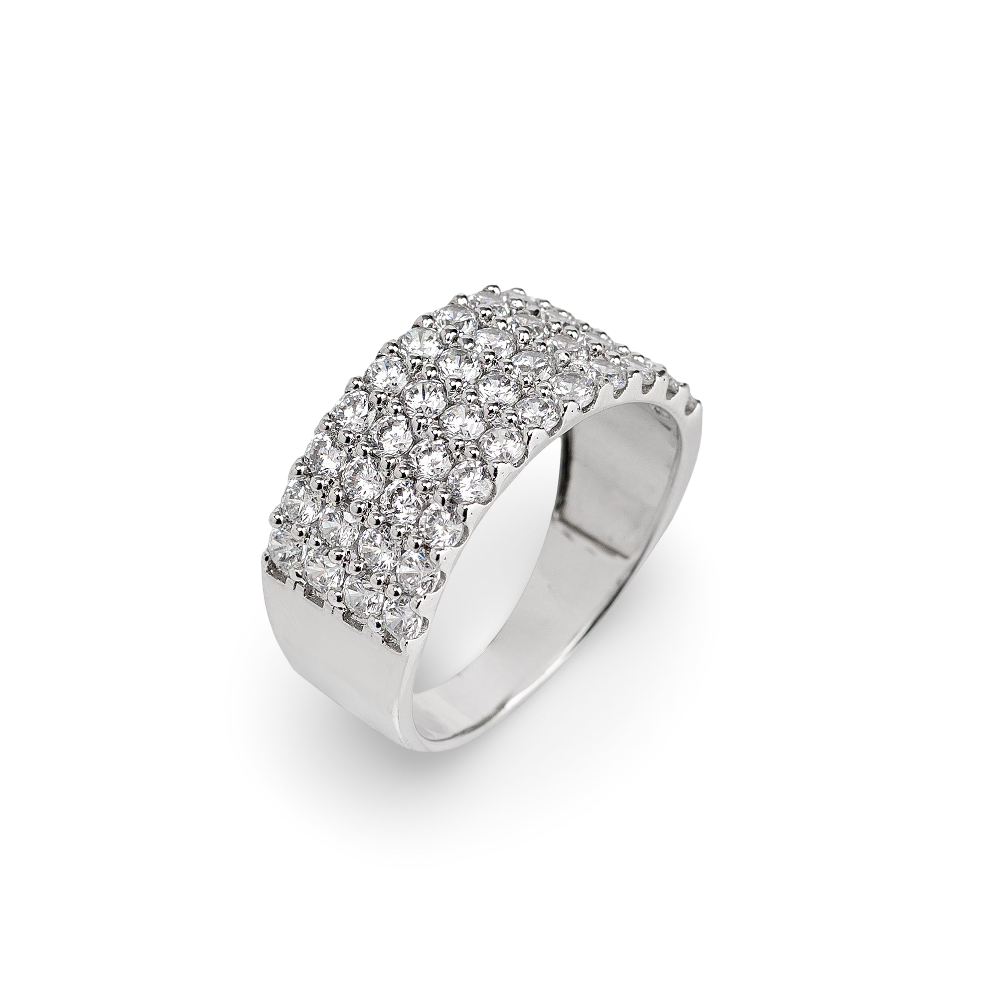 Glacier Pavé Ring – Premium Iced-Out Statement Ring in Silver Finish