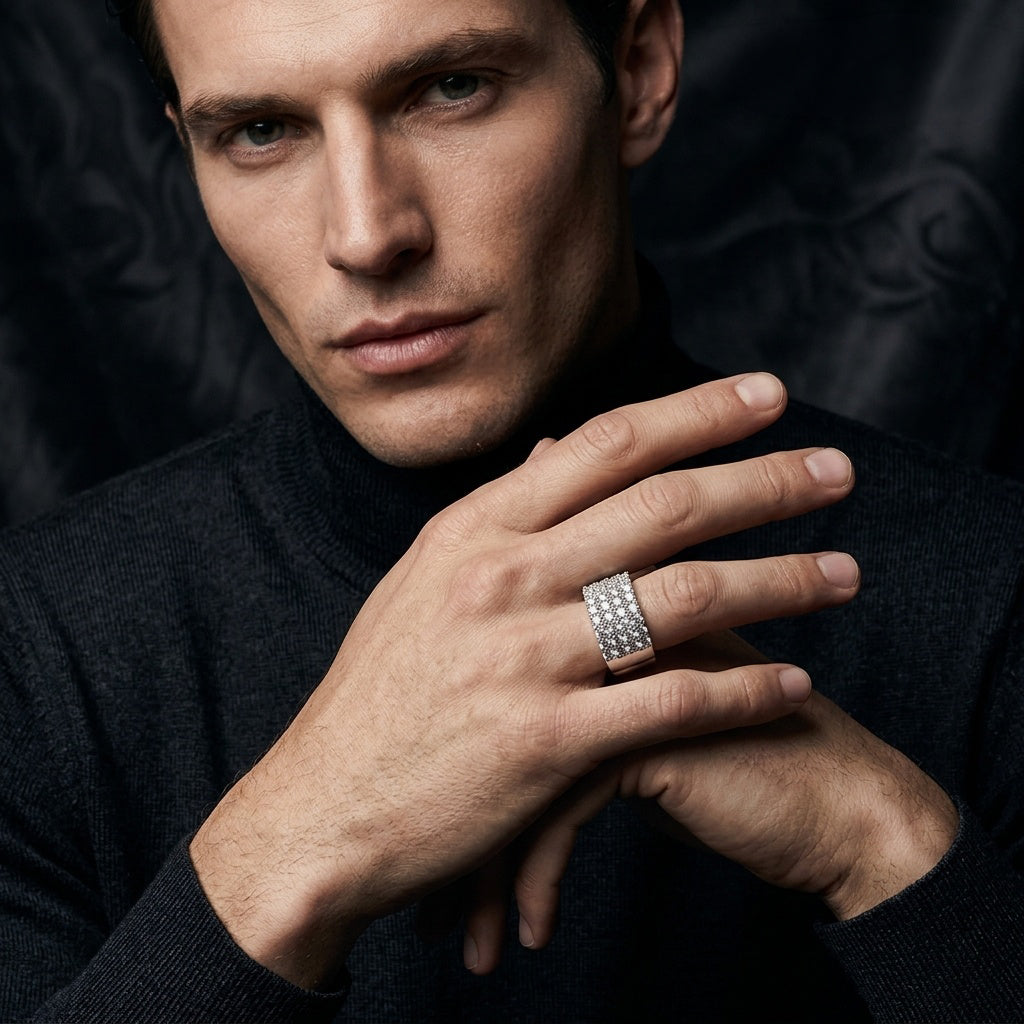 Glacier Pavé Ring – Premium Iced-Out Statement Ring in Silver Finish