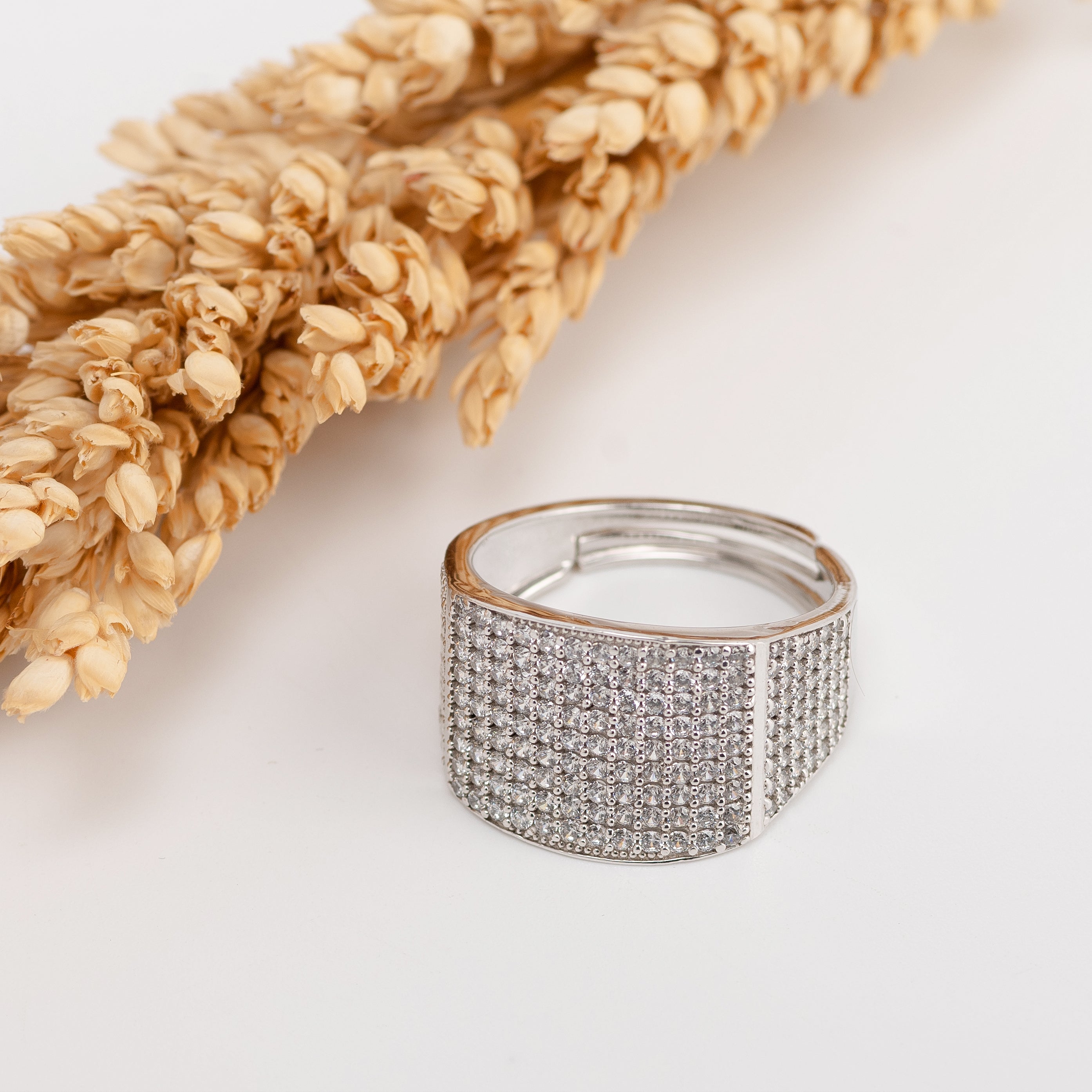 Aurora Ice Ring – Premium Iced-Out Dome Ring in Silver Finish
