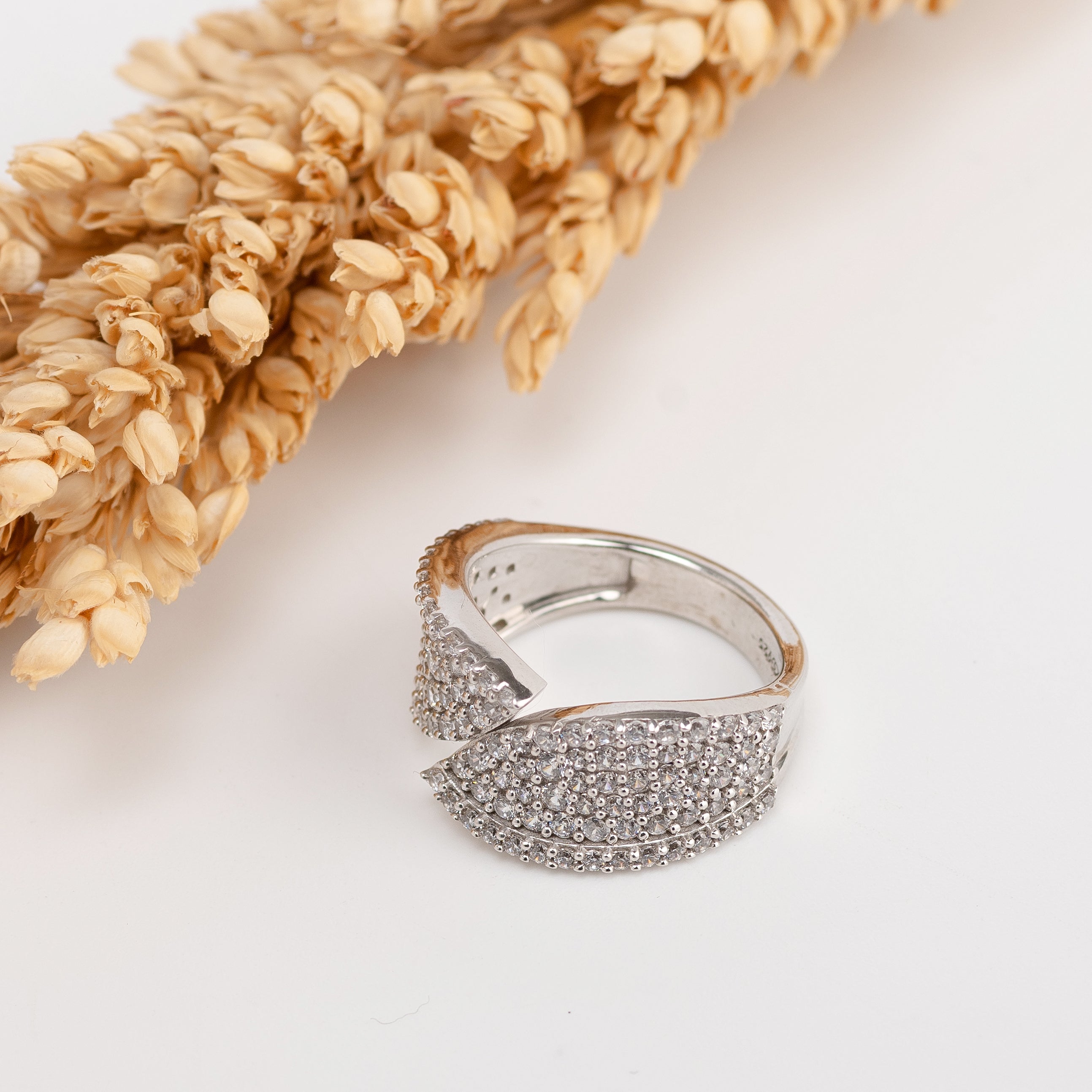 Eclipse Split Ring – Premium Pavé Statement Ring in Silver Finish
