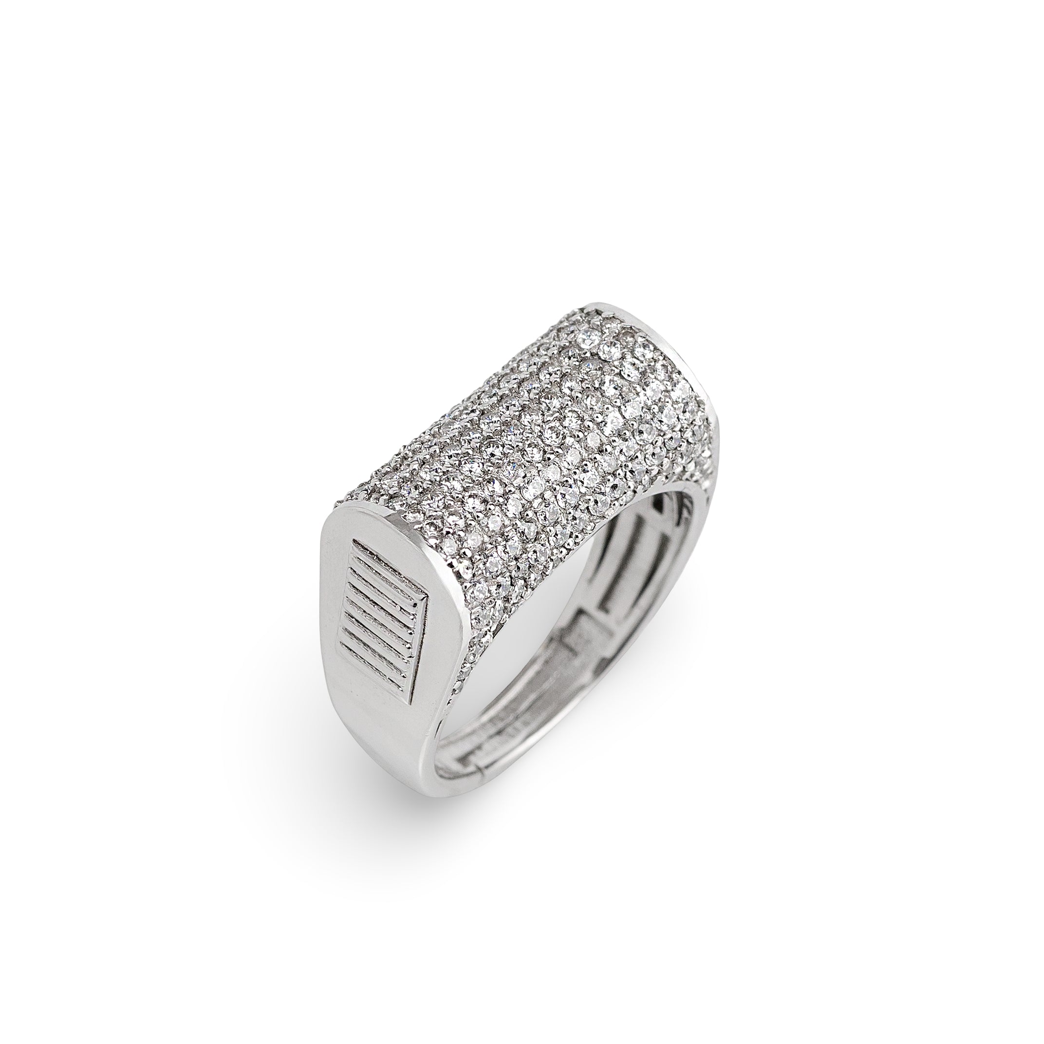 Monarch Iced Signet – Premium Pavé Statement Ring in Silver Finish