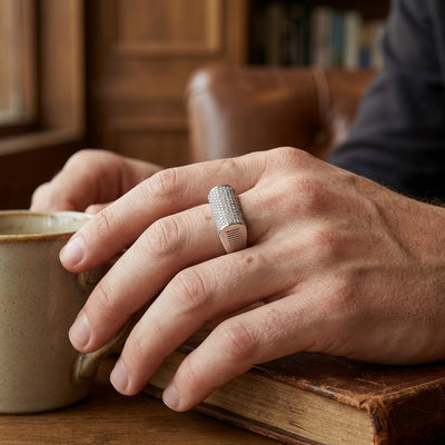 Monarch Iced Signet – Premium Pavé Statement Ring in Silver Finish