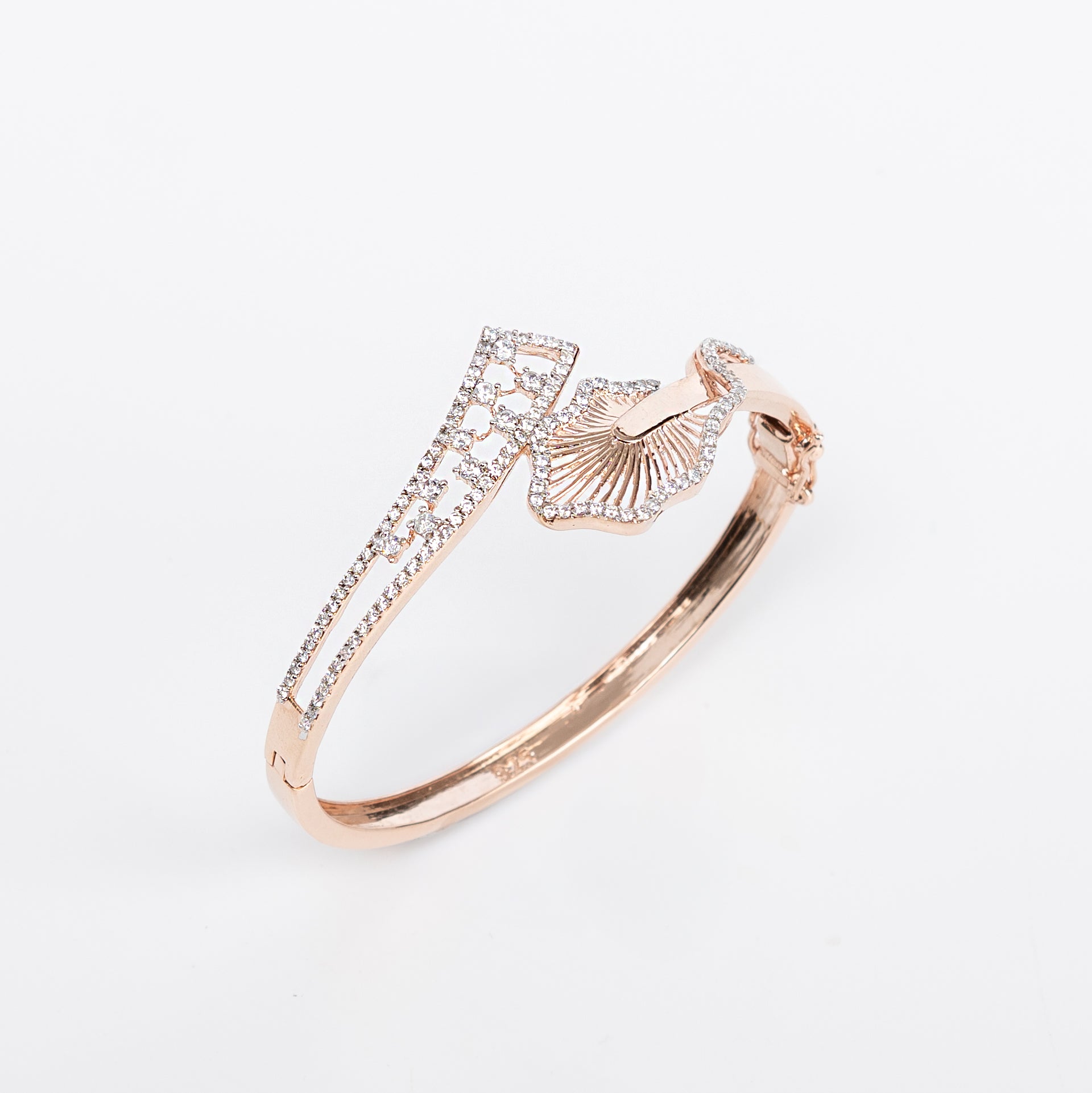 Aurora Fan Cuff – Premium Artistic Rose Gold Open Bracelet