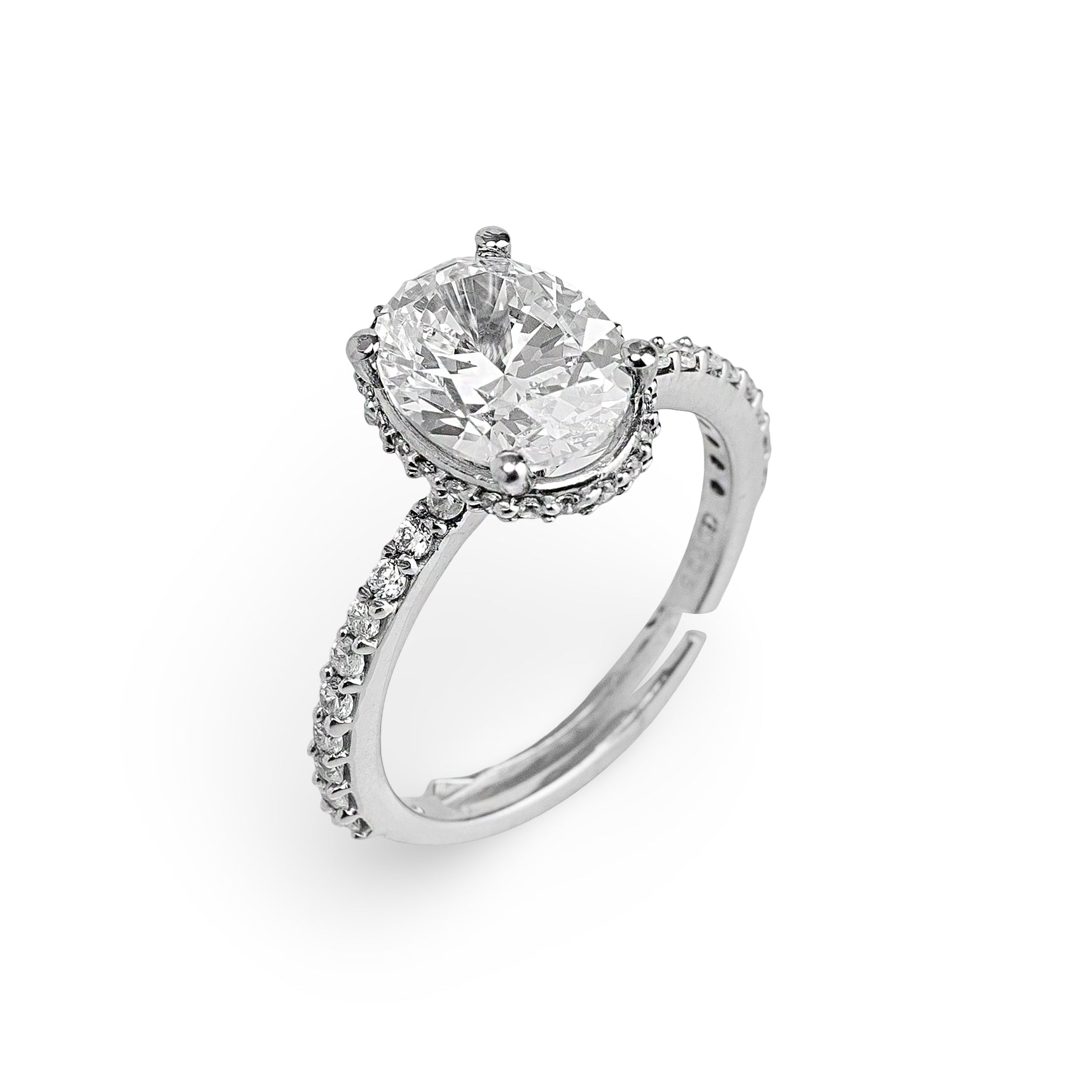 Celeste Halo Ring – Premium Oval Diamond Ring in White Gold Finish