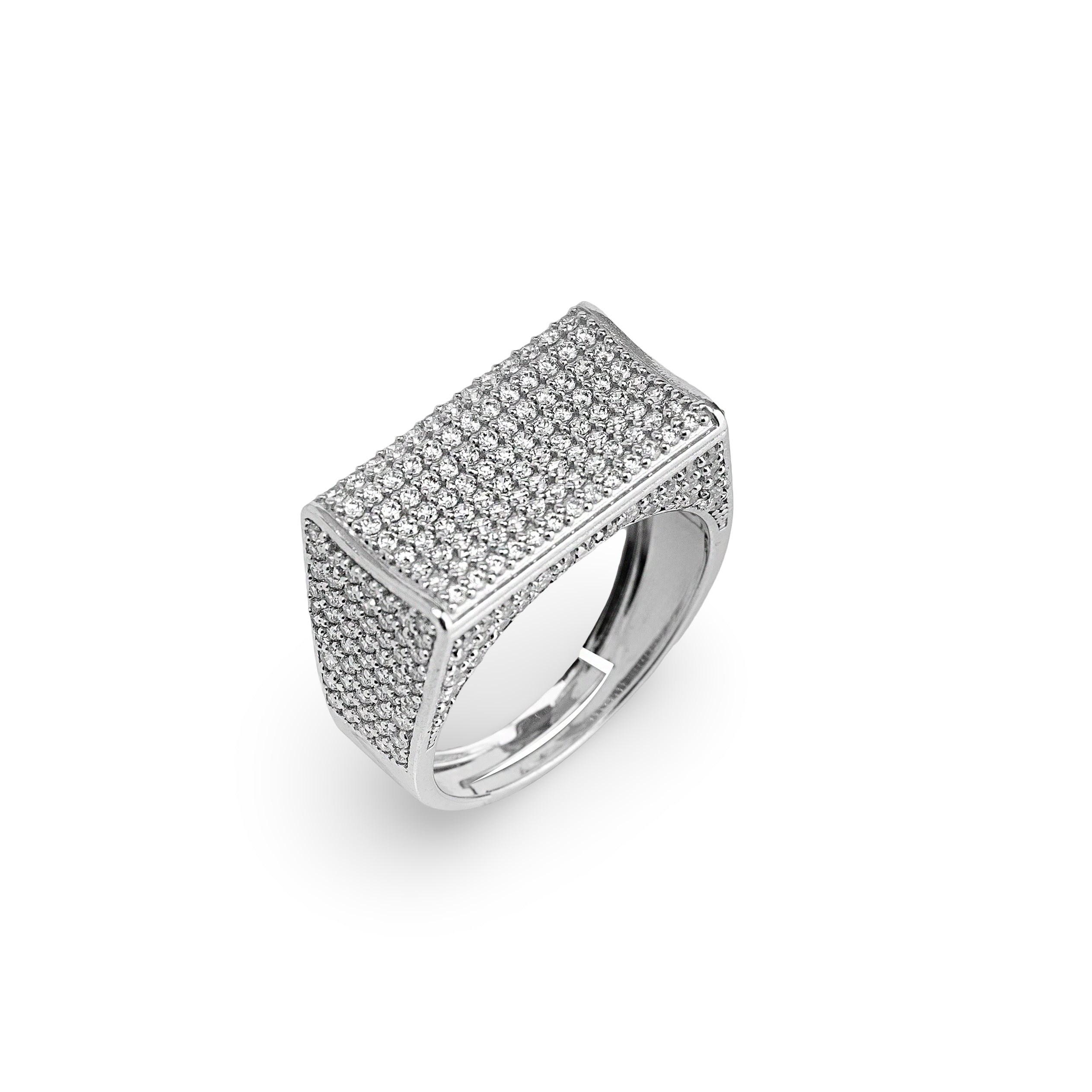 Iced Titan Statement Ring – Premium Unisex Crystal Ring in Silver Finish