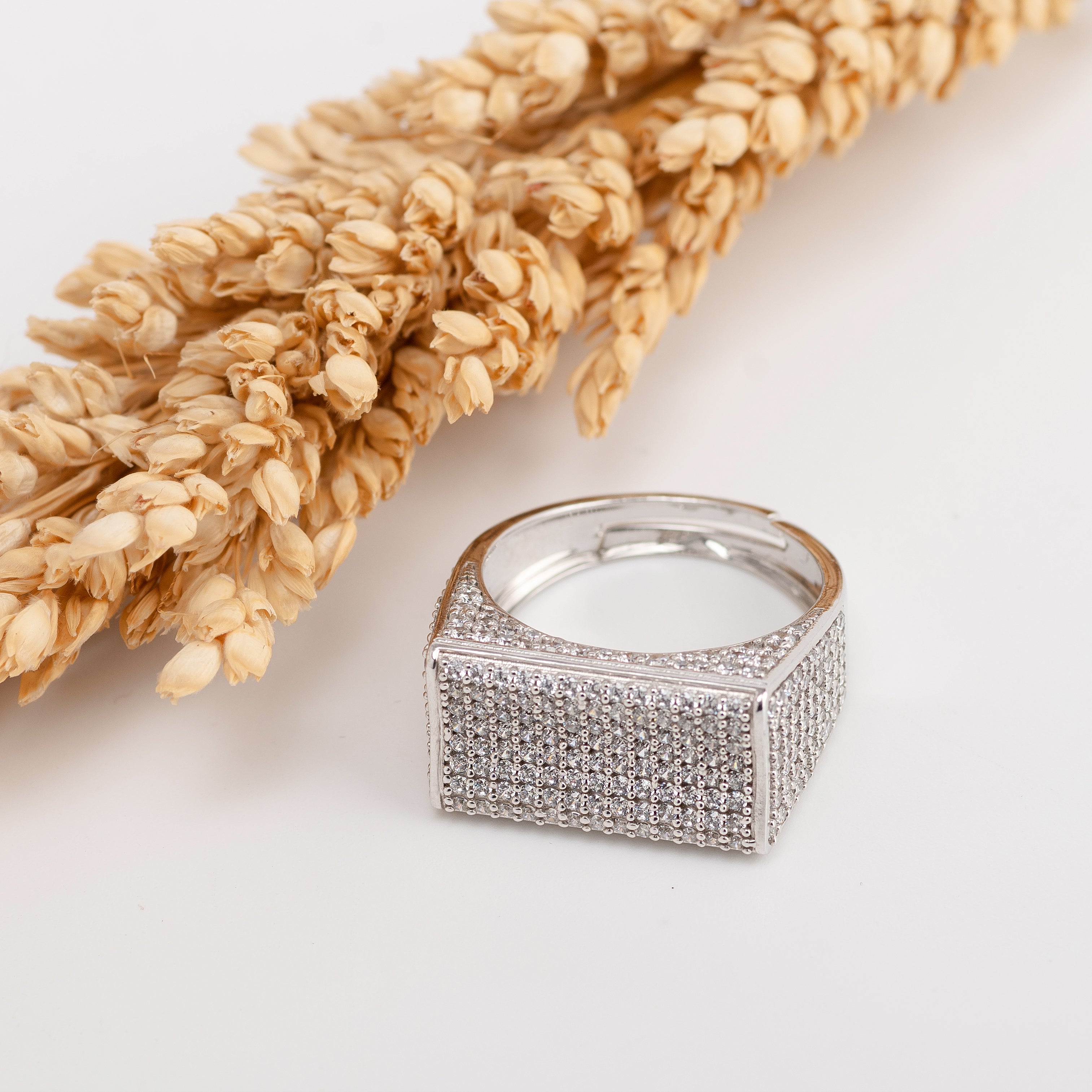 Iced Titan Statement Ring – Premium Unisex Crystal Ring in Silver Finish