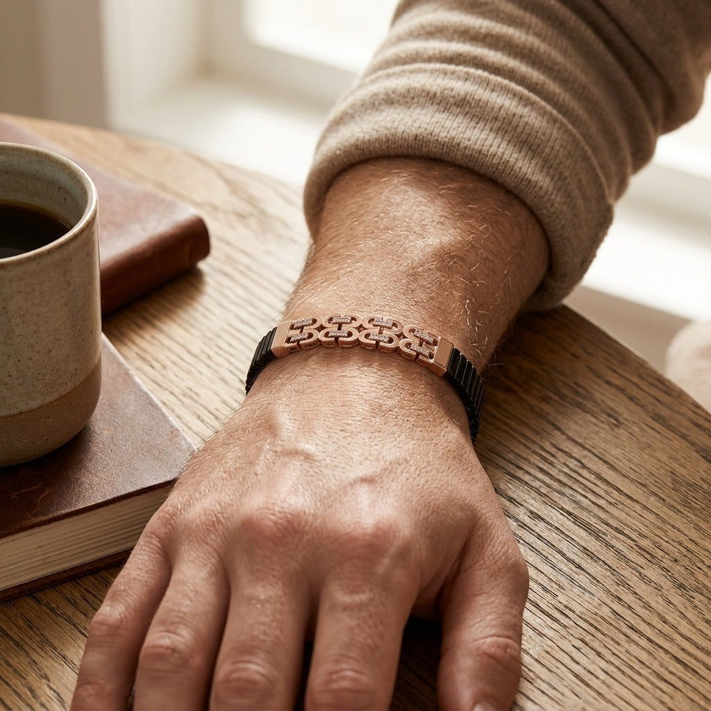 Echelon Link Bracelet – Premium Unisex Dual-Tone Geometric Bracelet