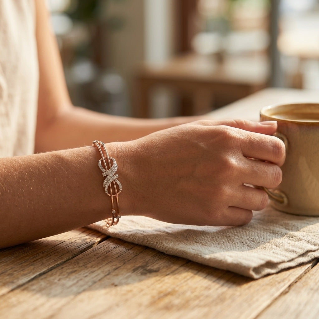 Infinity Aura Cuff – Premium Bracelet in Rose Gold Finish