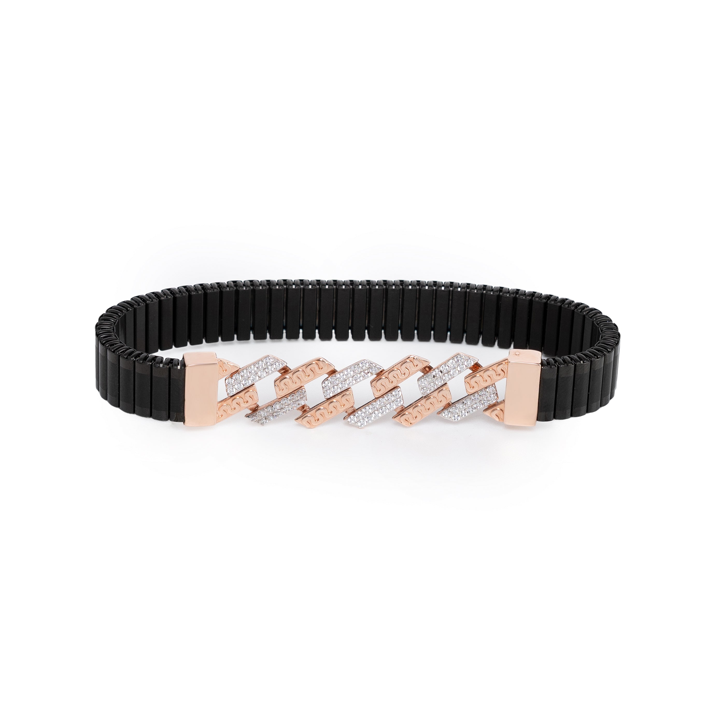 Vertex Chain Bracelet – Premium Dual-Tone Link Bracelet in Rose Gold & Black