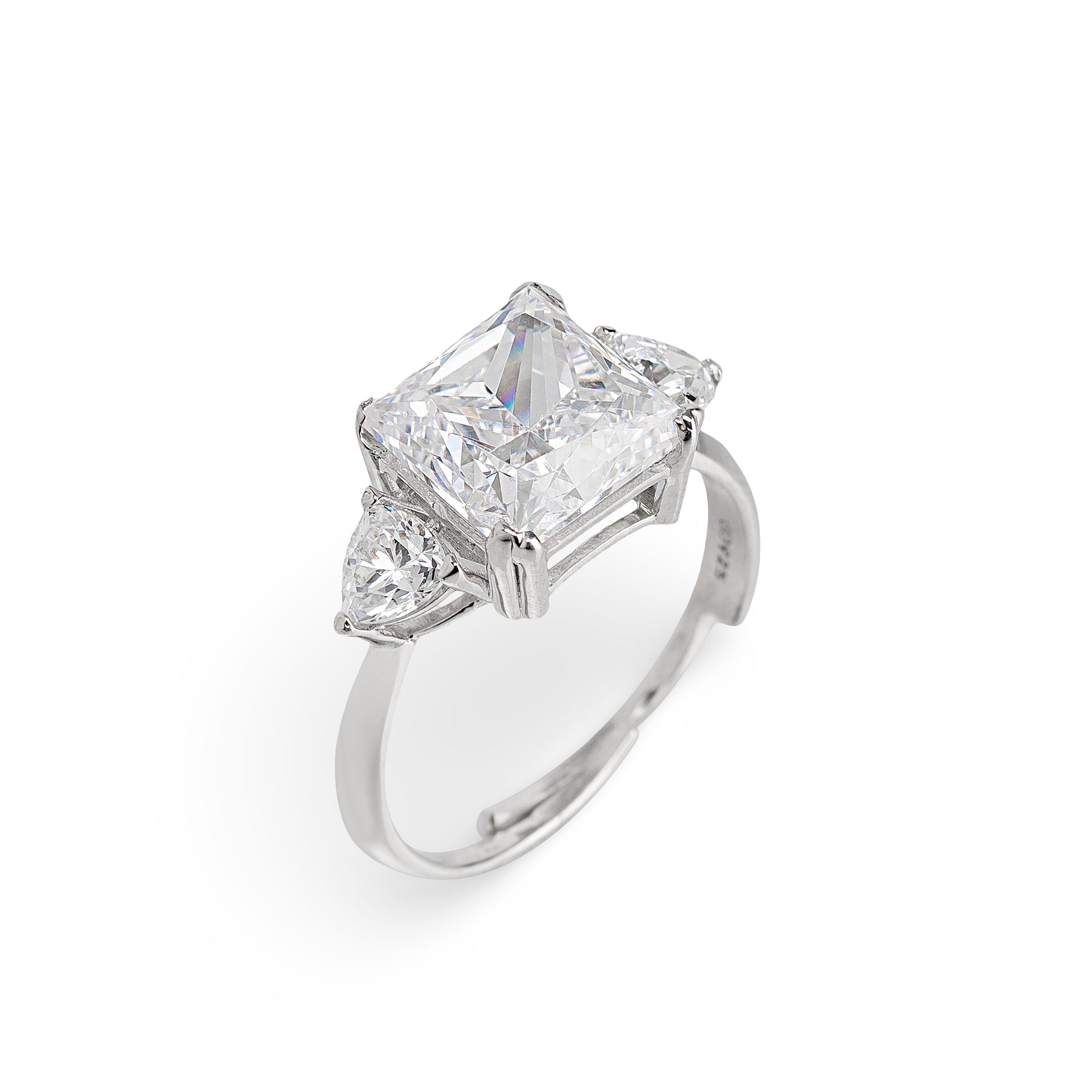 Imperial Prism Ring – Premium Cushion-Cut Statement Ring in White Gold Finish