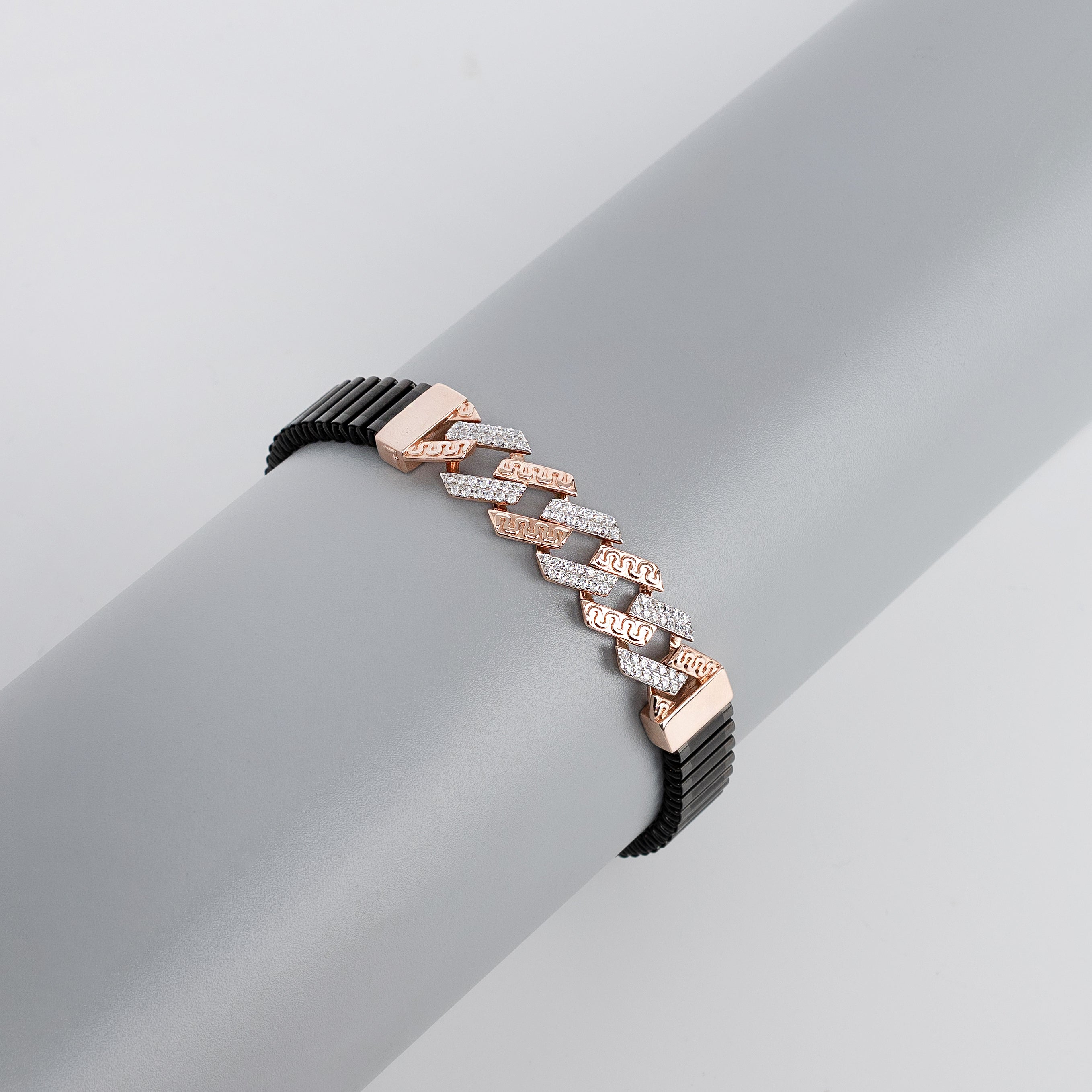 Vertex Chain Bracelet – Premium Dual-Tone Link Bracelet in Rose Gold & Black