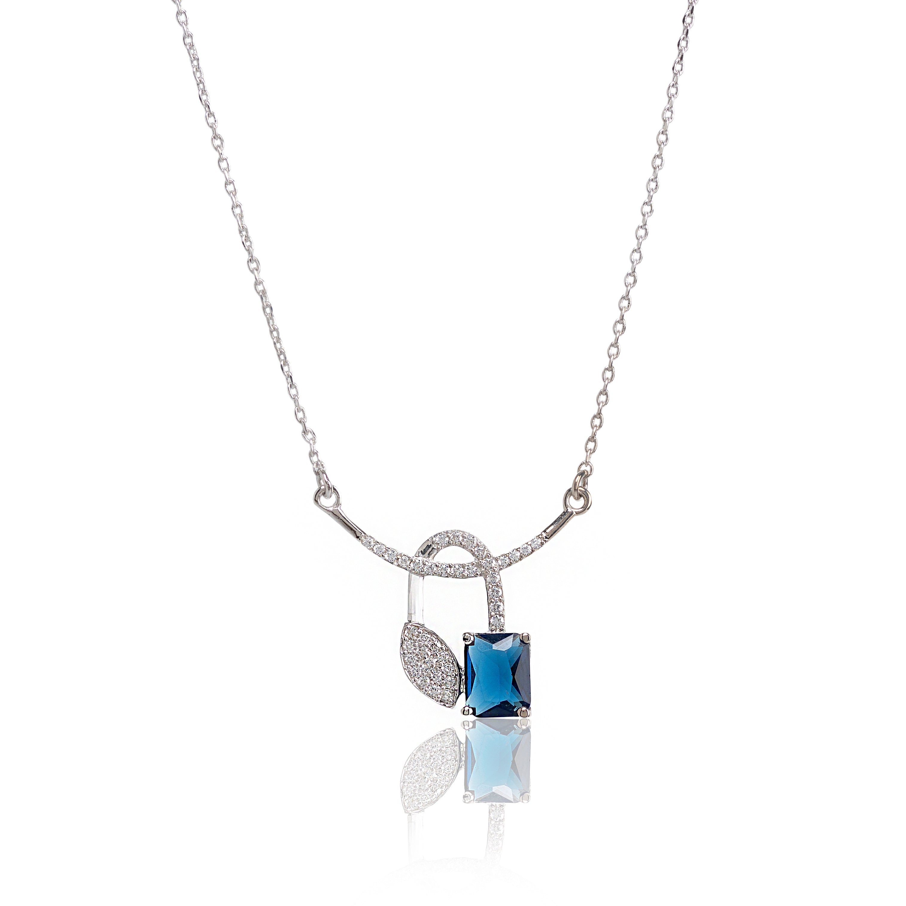 Azure Knot Drop – Premium Pendant Necklace in Silver with Blue Stone