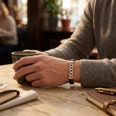 Vertex Chain Bracelet – Premium Dual-Tone Link Bracelet in Rose Gold & Black