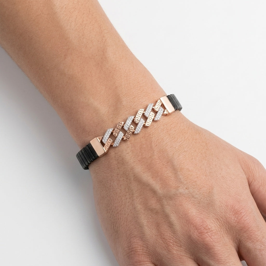 Vertex Chain Bracelet – Premium Dual-Tone Link Bracelet in Rose Gold & Black