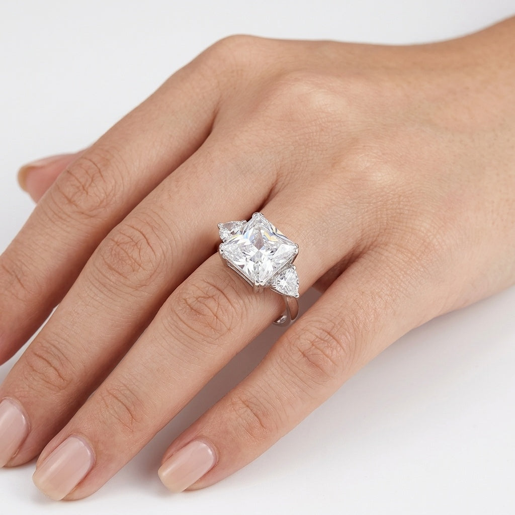 Imperial Prism Ring – Premium Cushion-Cut Statement Ring in White Gold Finish