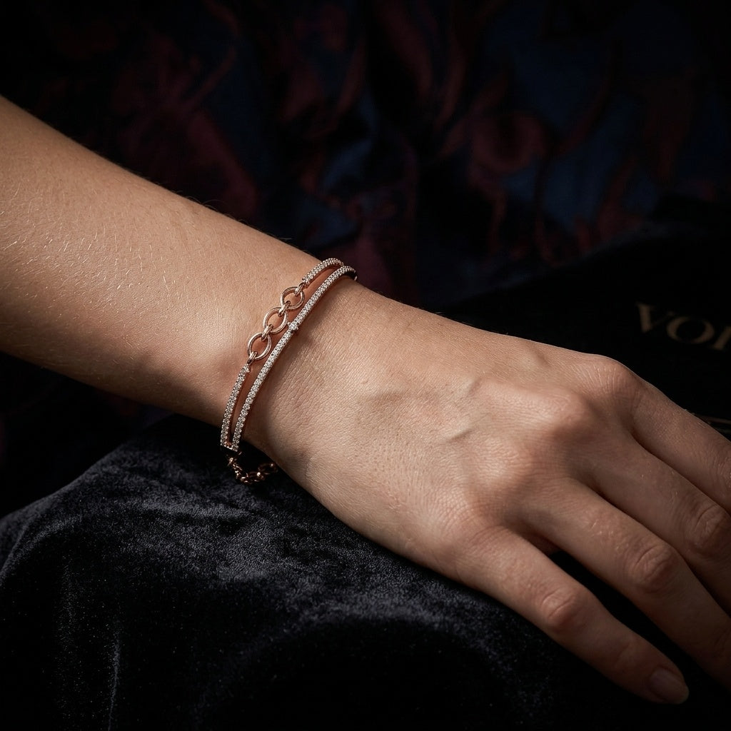 Eterna Link Bracelet – Premium Dual Layer Bracelet in Rose Gold Finish