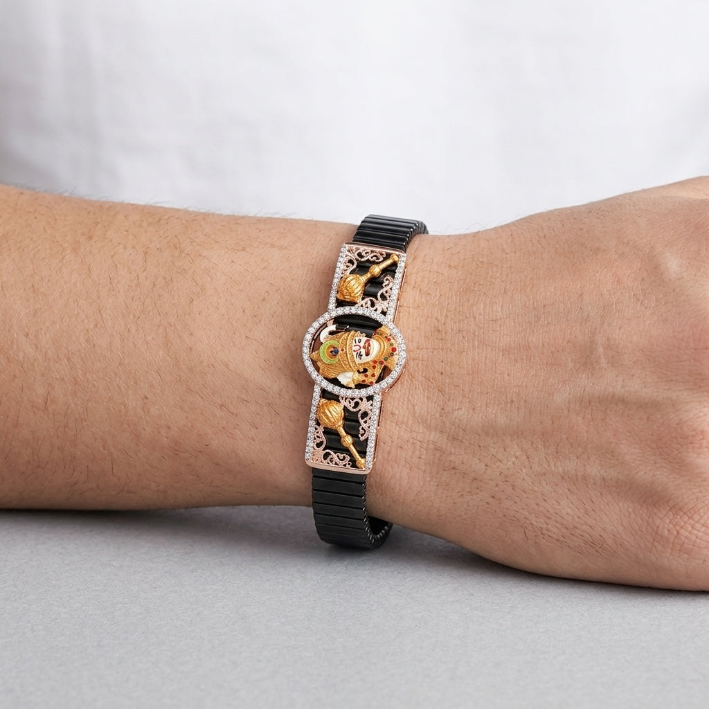 Regal Motif Bracelet – Premium Unisex Ornamental Dual-Tone Bracelet in Gold & Black