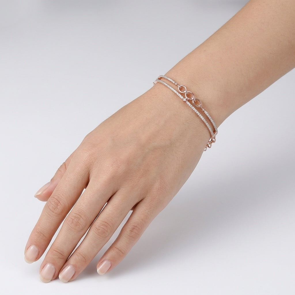 Eterna Link Bracelet – Premium Dual Layer Bracelet in Rose Gold Finish