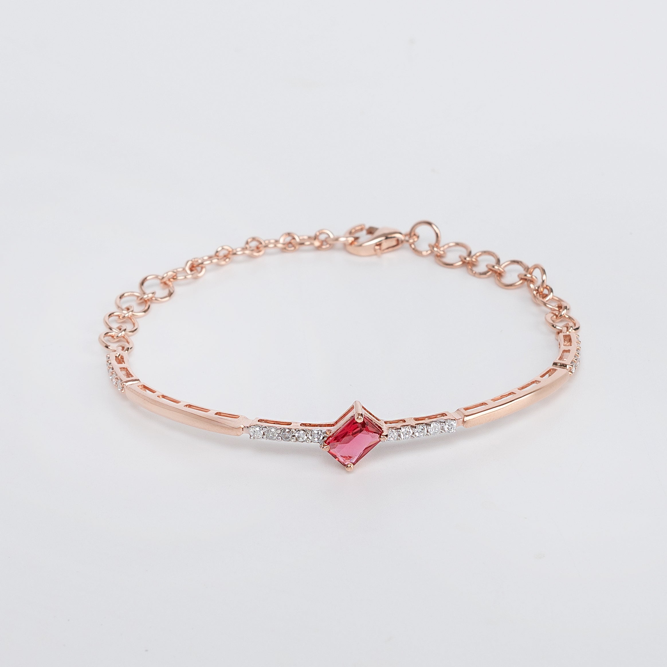 Crimson Edge Bracelet – Premium Bracelet in Rose Gold with Red Stone