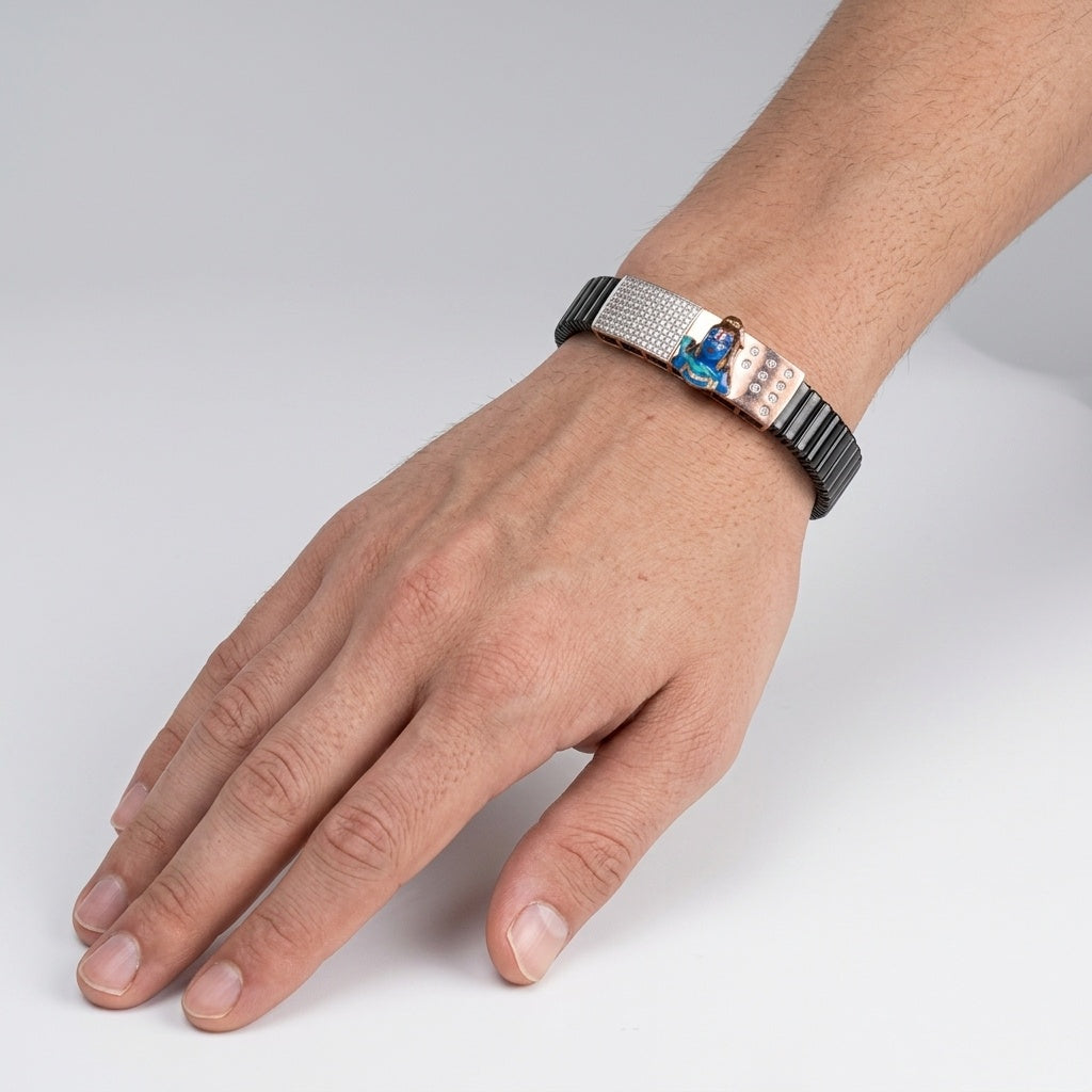 Azure Emblem Bracelet – Premium Artistic Dual-Tone Bracelet in Rose Gold & Black