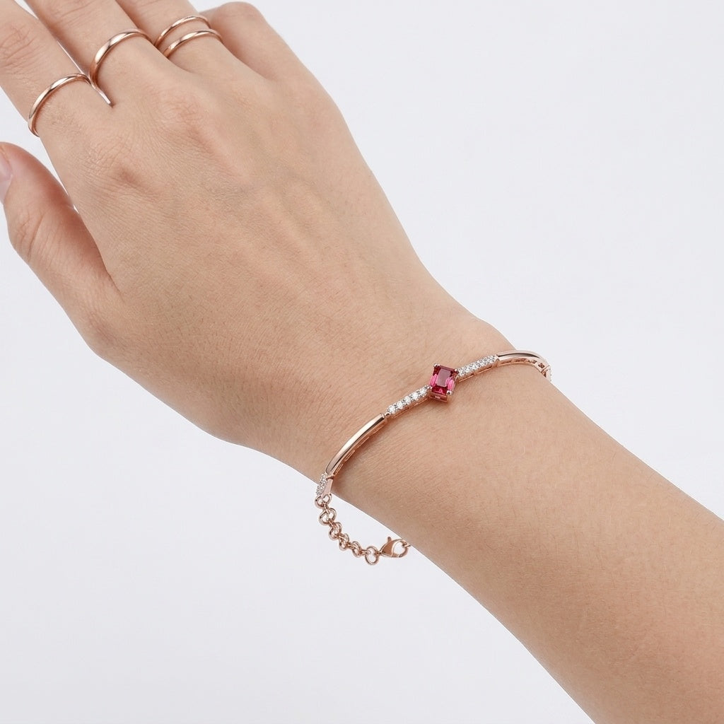 Crimson Edge Bracelet – Premium Bracelet in Rose Gold with Red Stone