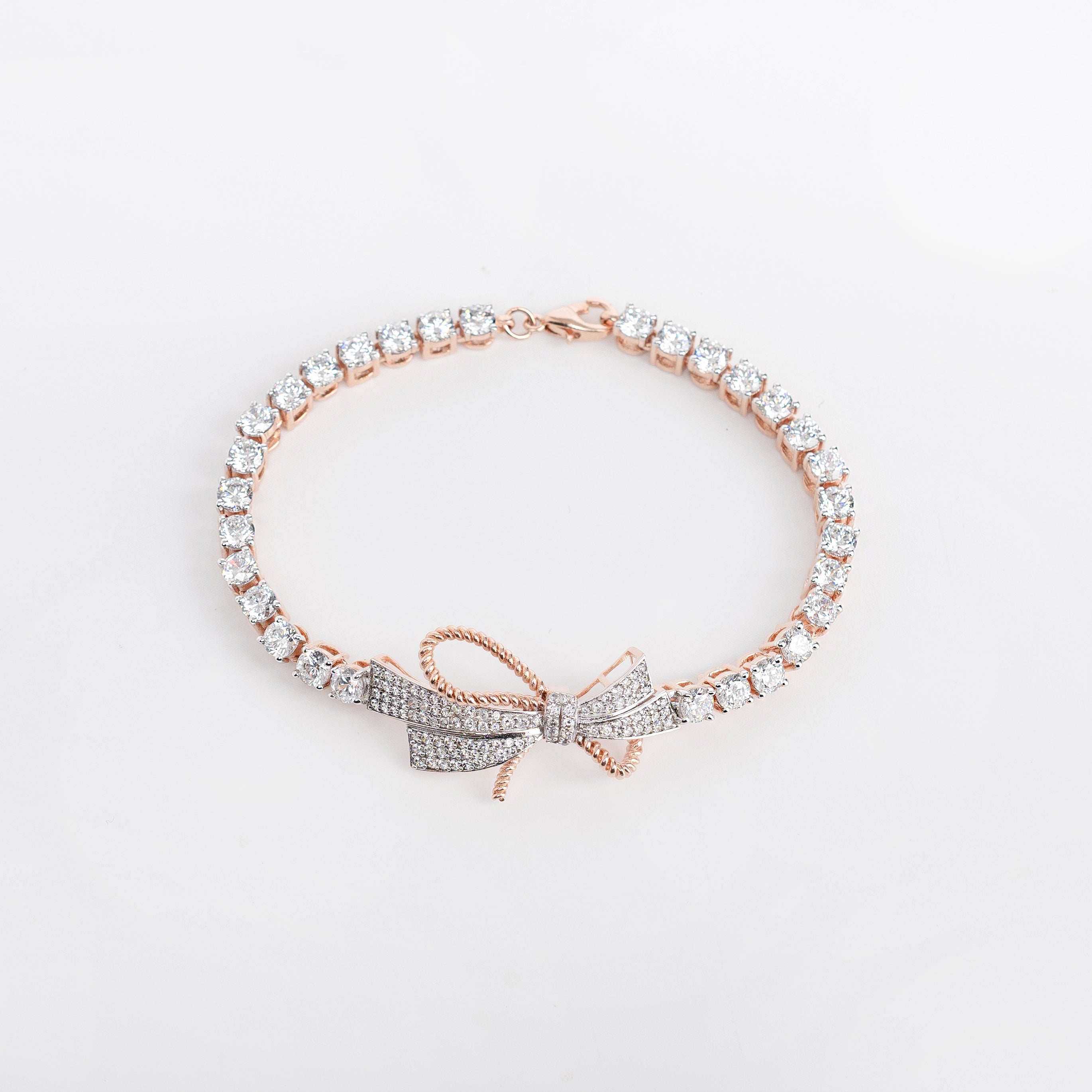 Velour Bowline – Premium Crystal Tennis Bracelet in Rose Gold